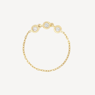 Yellow Gold 3 Diamond Chain Ring