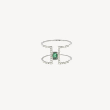 Emerald and Diamond Modern ring