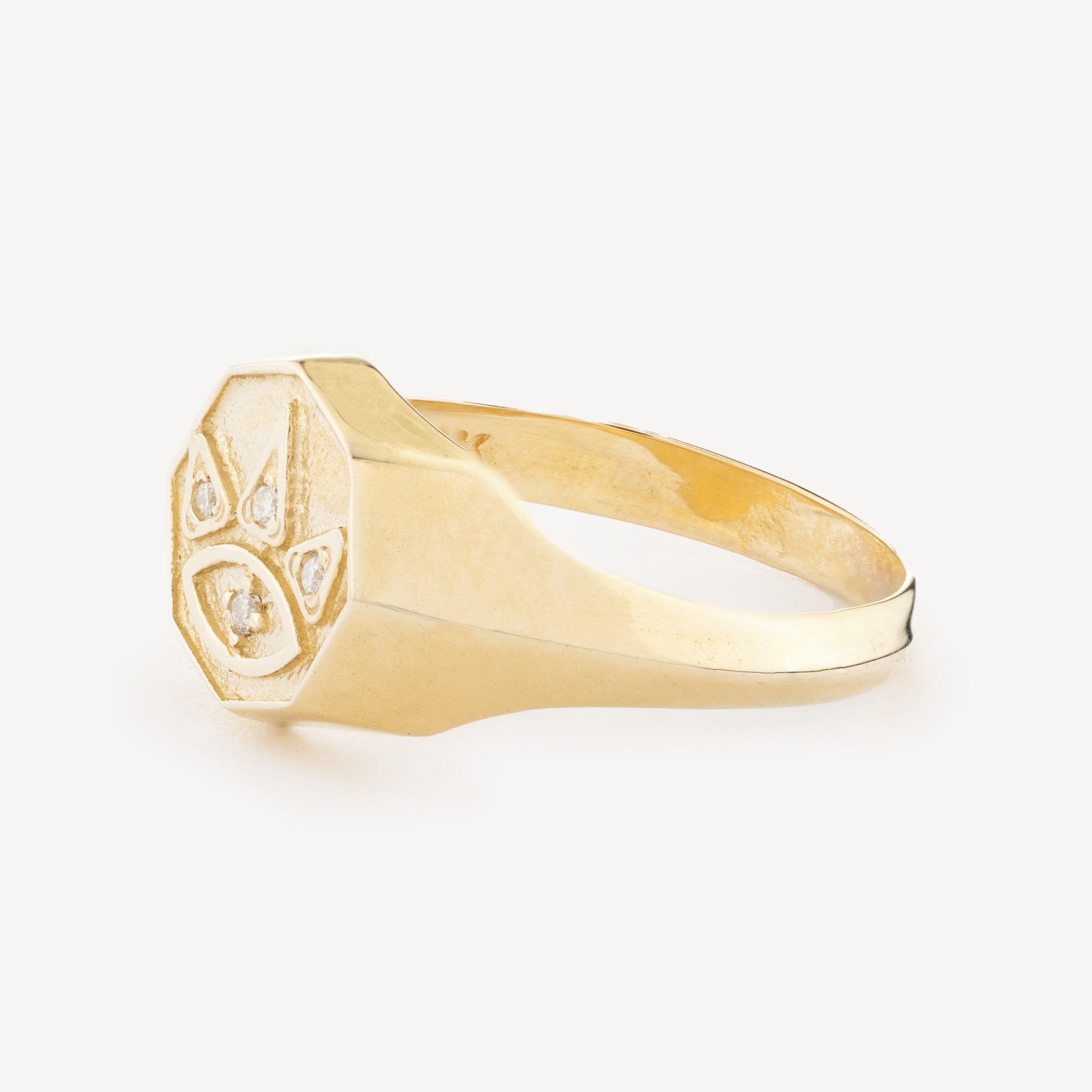 Ring Mauvais Oeil Gold Diamonds Octagonal