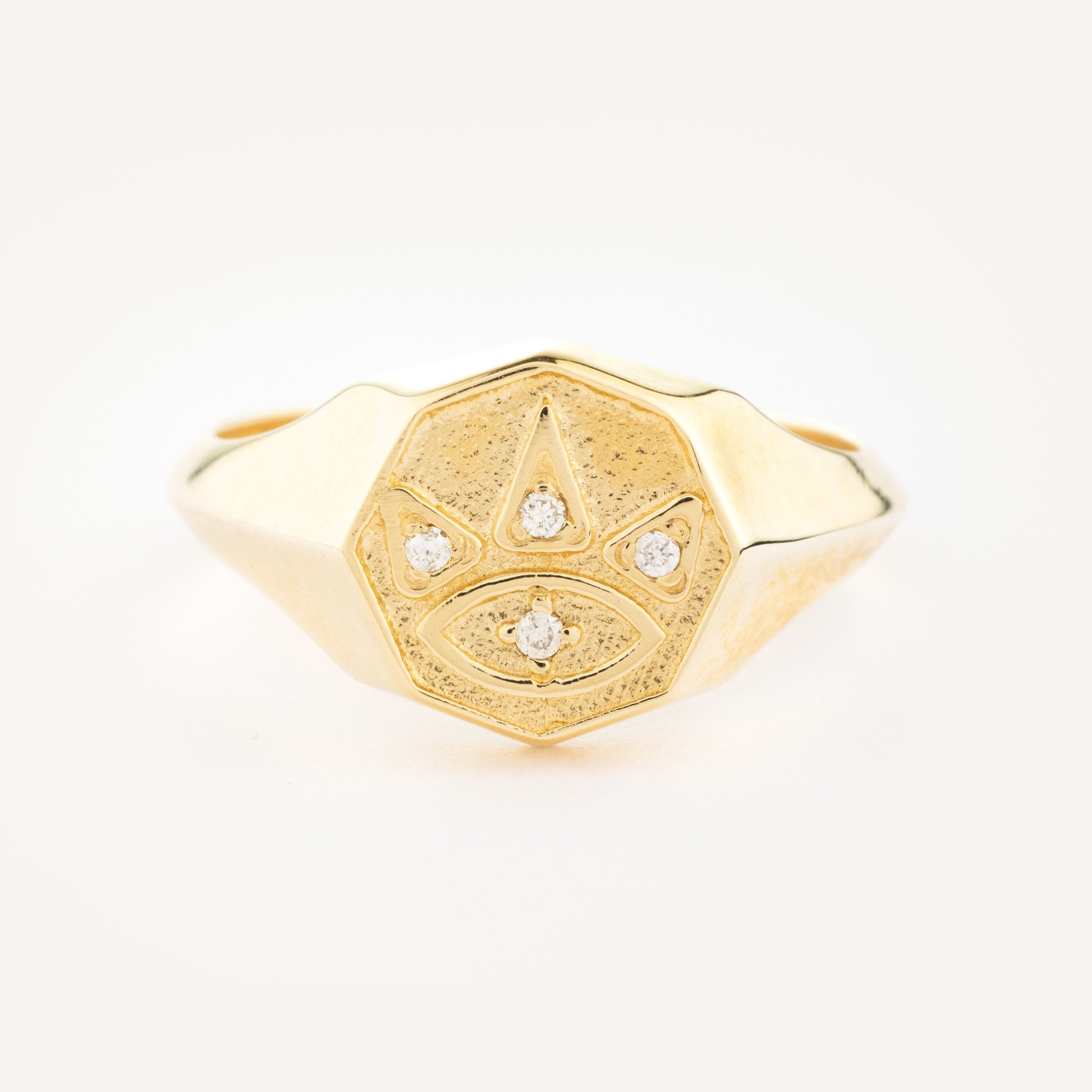 Ring Mauvais Oeil Gold Diamonds Octagonal