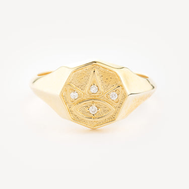 Ring Mauvais Oeil Gold Diamonds Octagonal