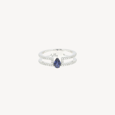 Sapphire Pear and Diamond Modern ring