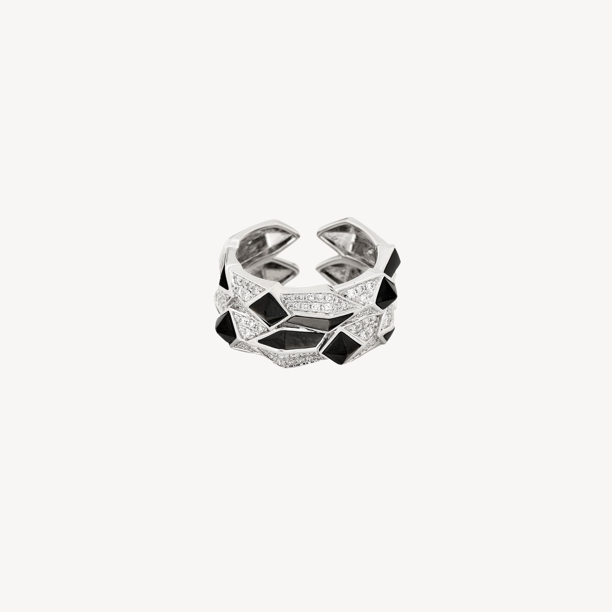 Edgy Double Black Mother of Pearl ring