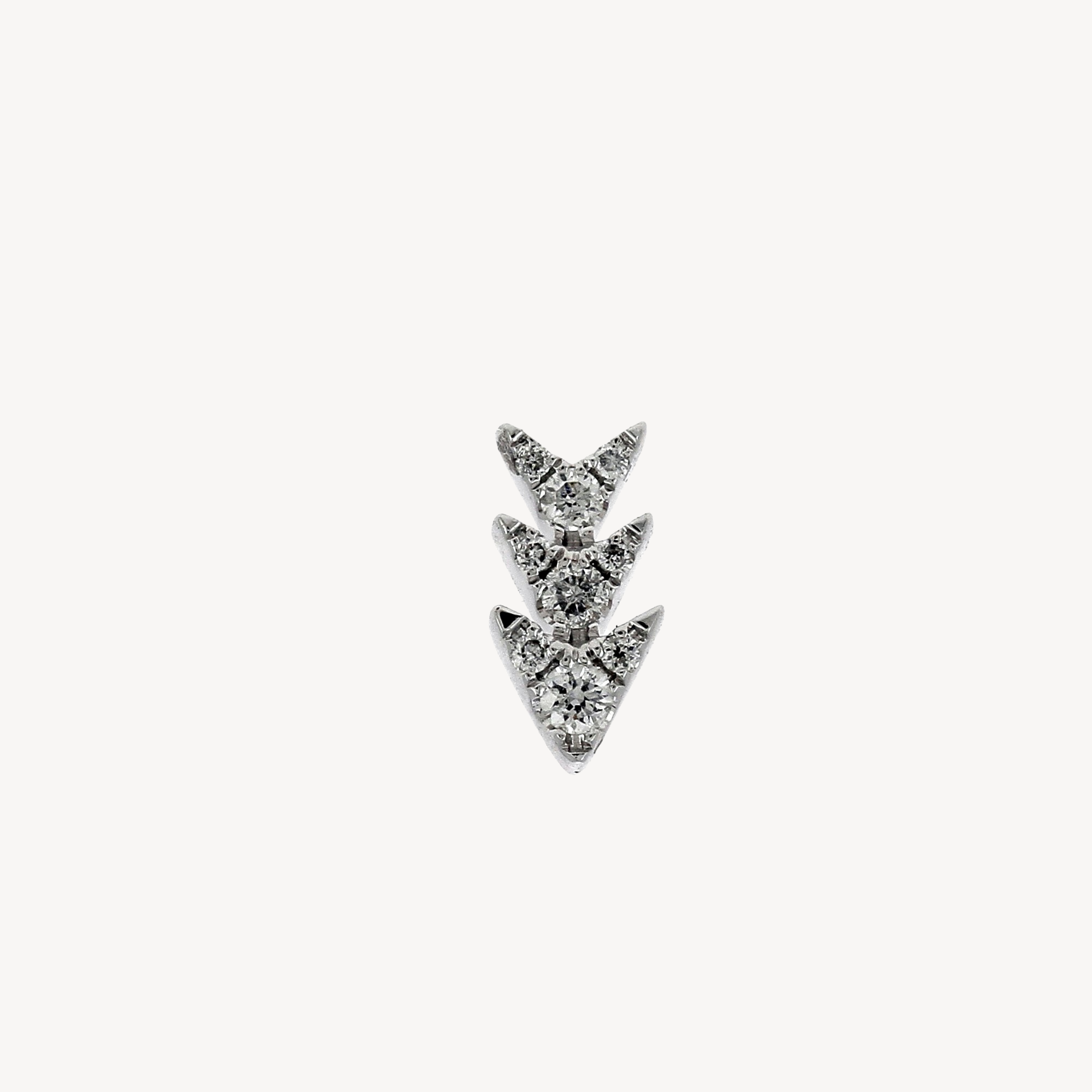 Triple Arrow White Gold Earring