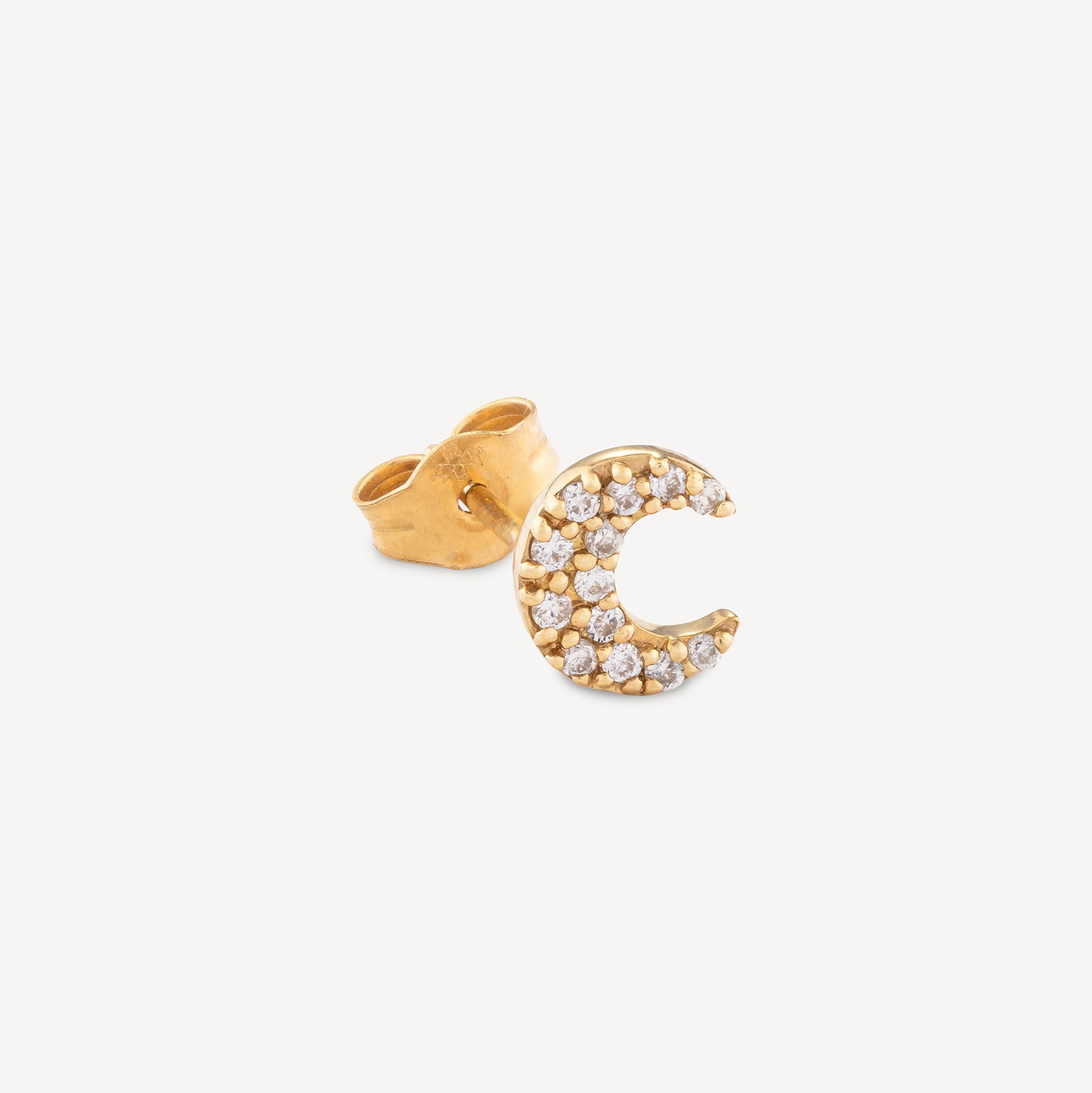 Moon Earring Full Diamond Yellow Gold