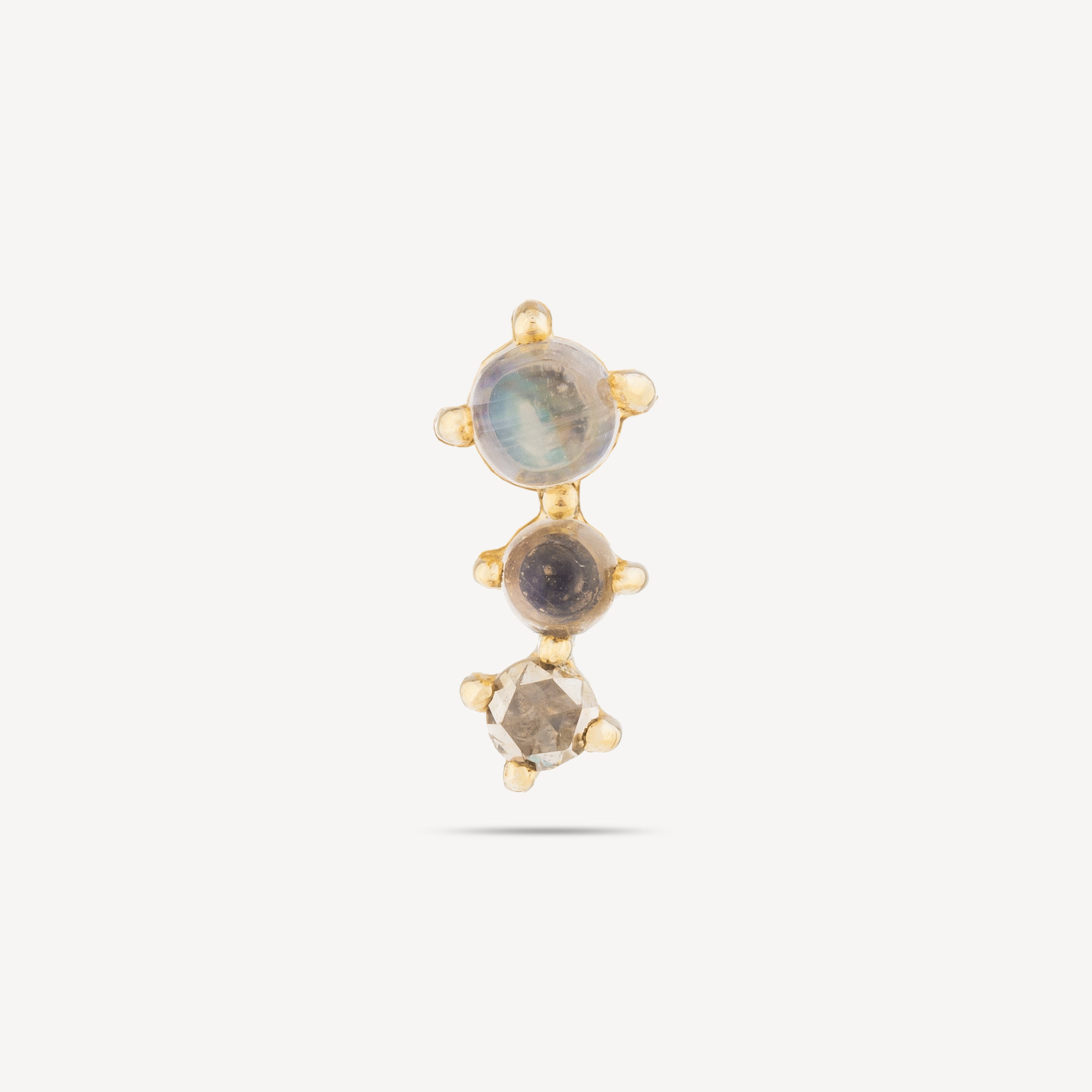 2 Moonstones Diamond Earring