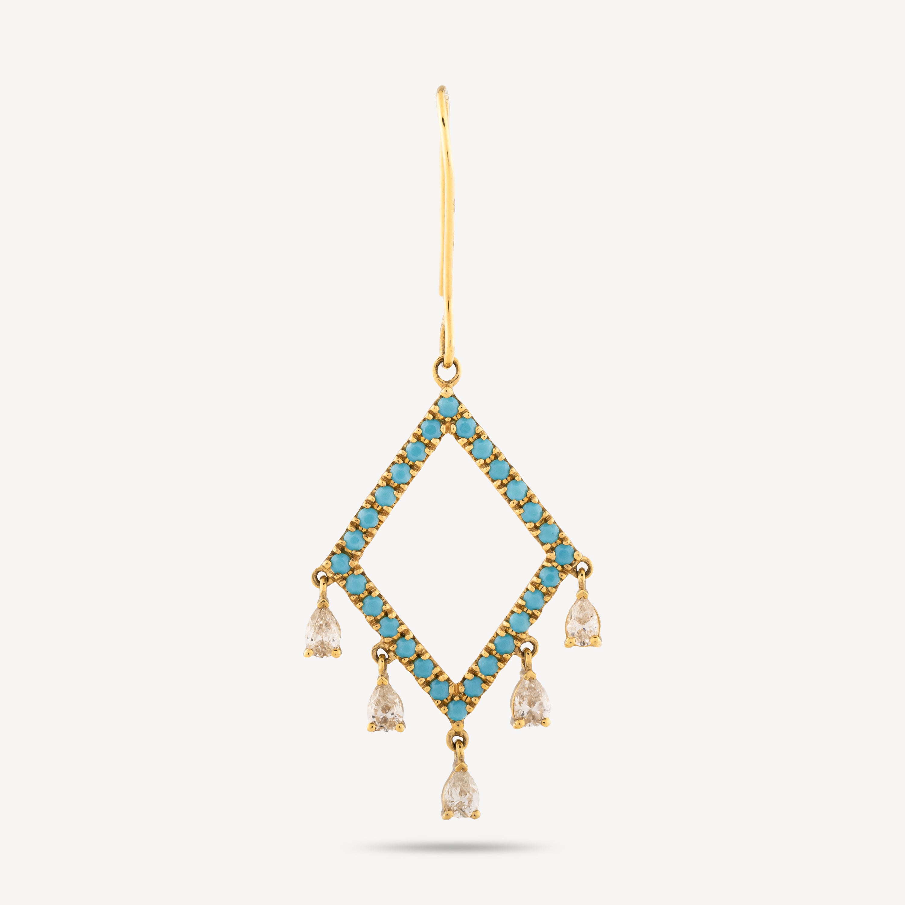 Diamond Turquoise Losange Dormeuse Earring