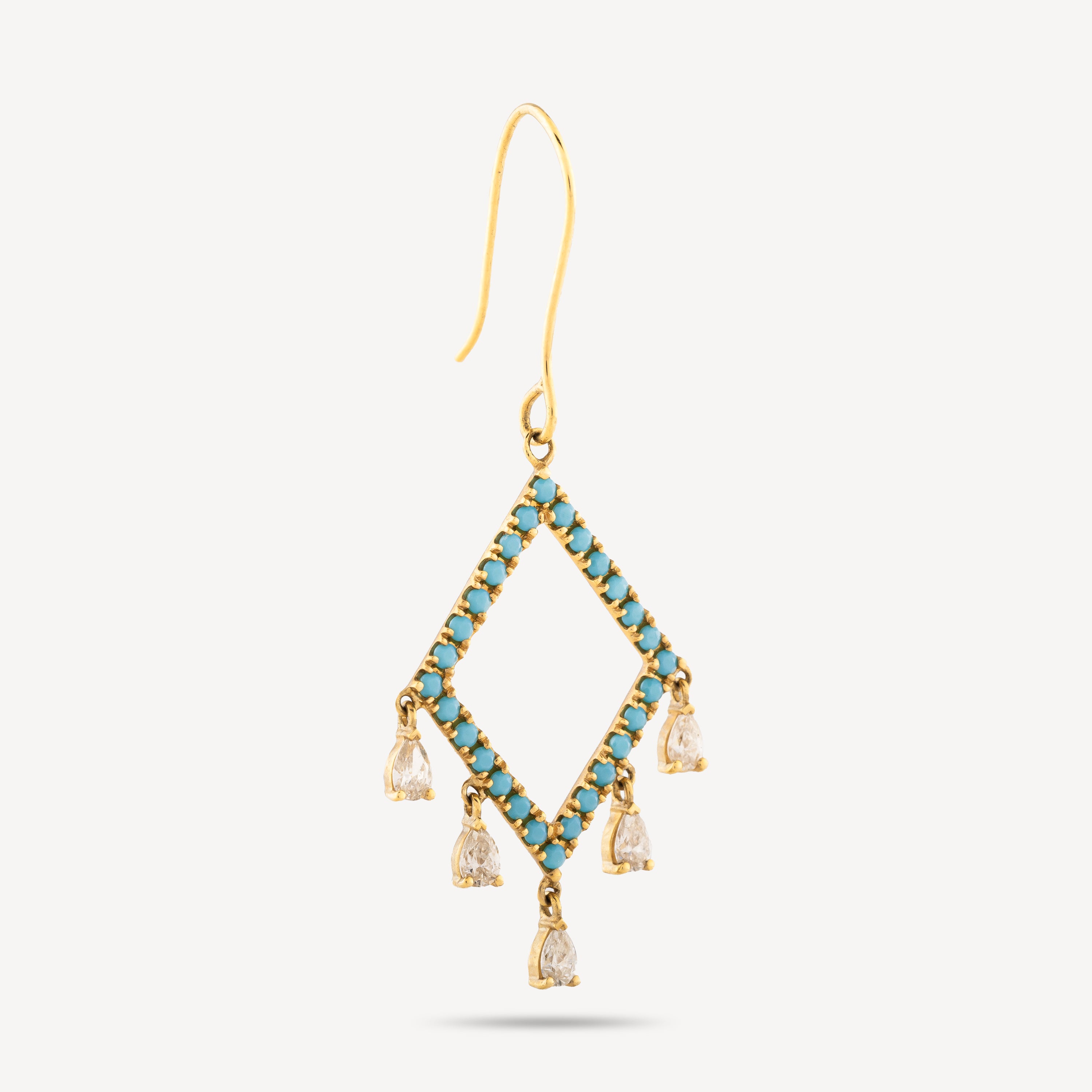 Diamond Turquoise Losange Dormeuse Earring