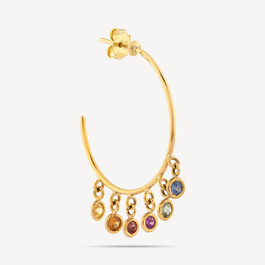 Hoola Hoops Yellow Gold Sapphires Earring