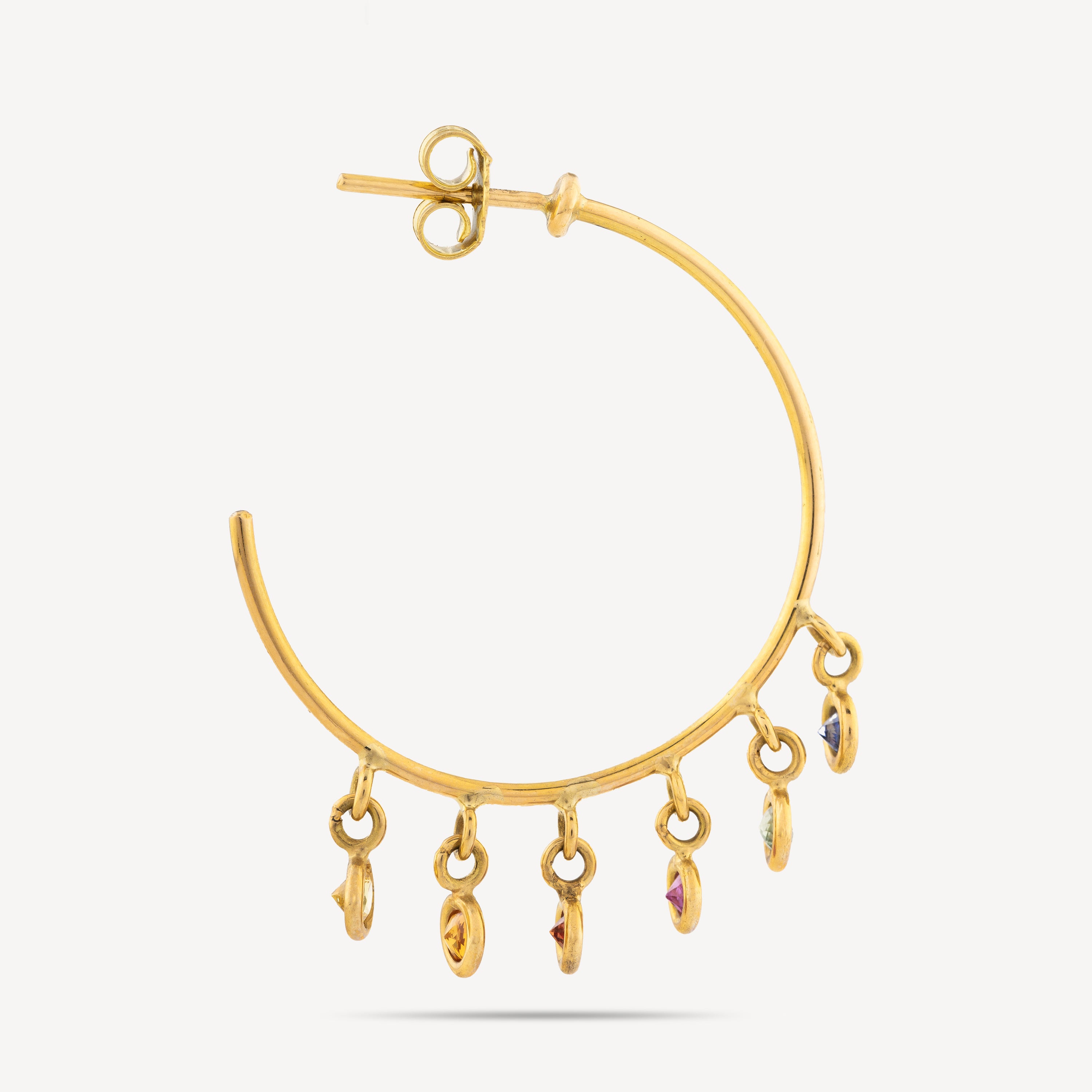 Hoola Hoops Yellow Gold Sapphires Earring