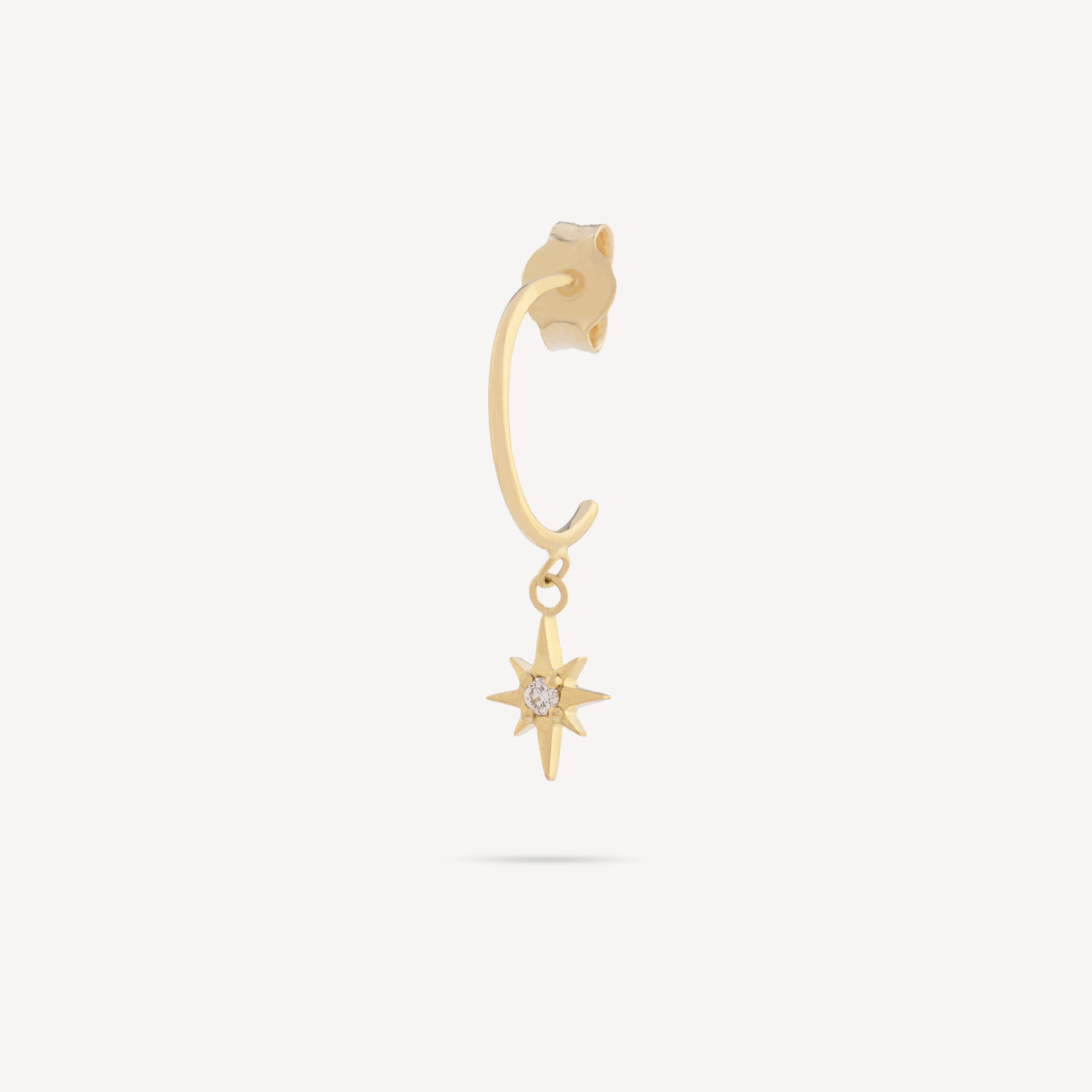 Star Earring Diamond Yellow Gold