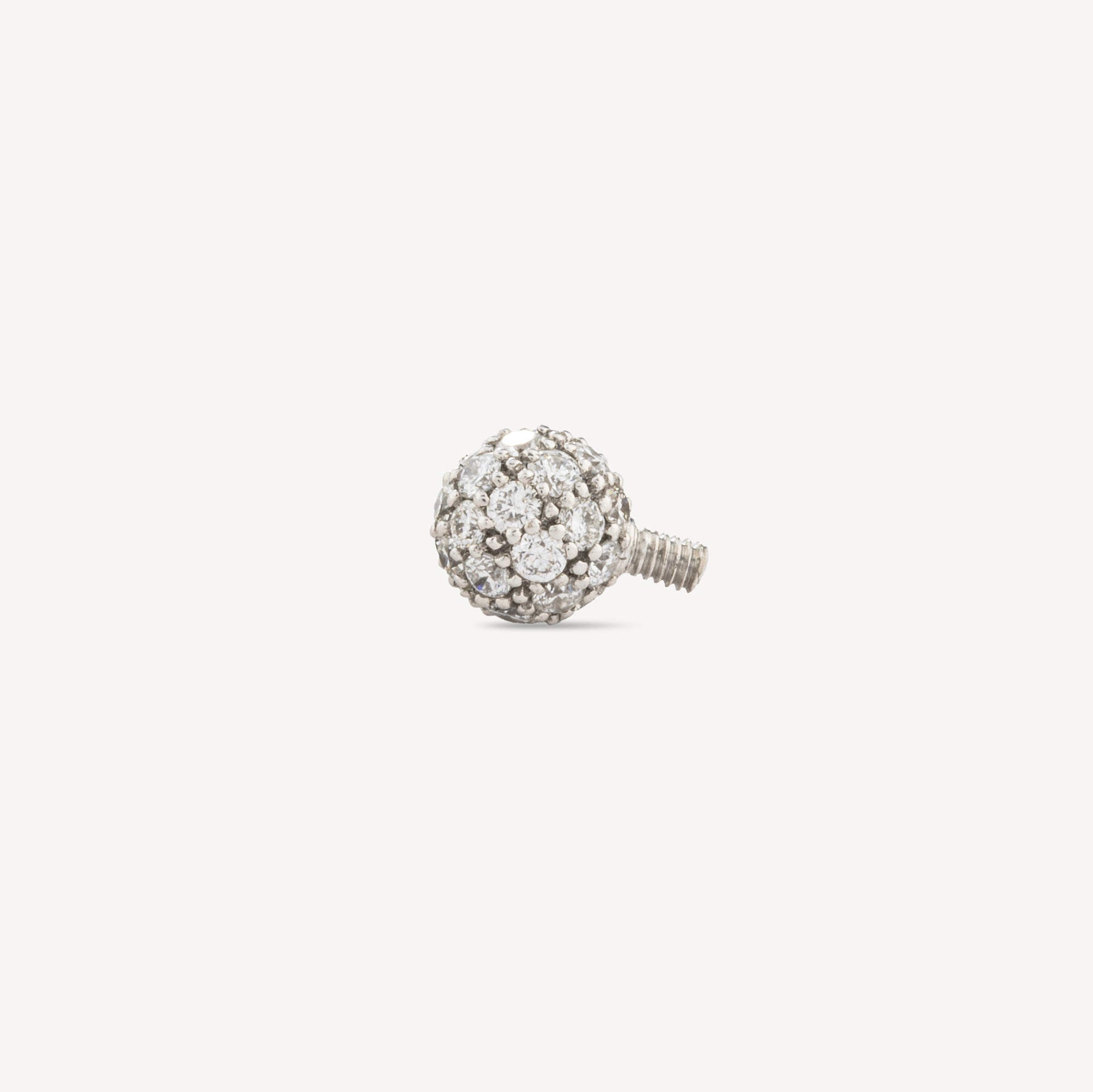 Navel Ball Piercing 4.5mm White Gold Full Pave