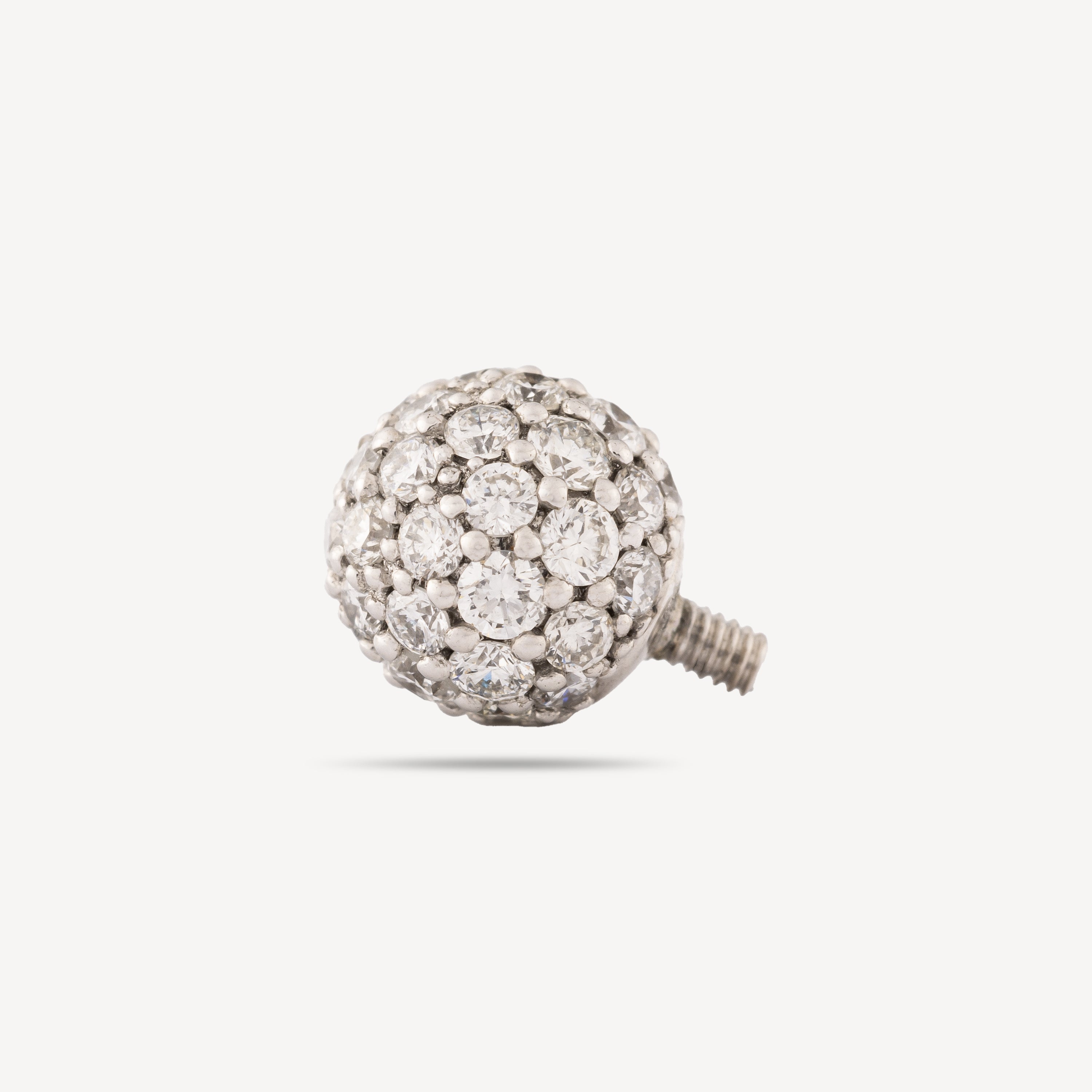 Navel Ball Piercing 6mm White Gold Full Pave