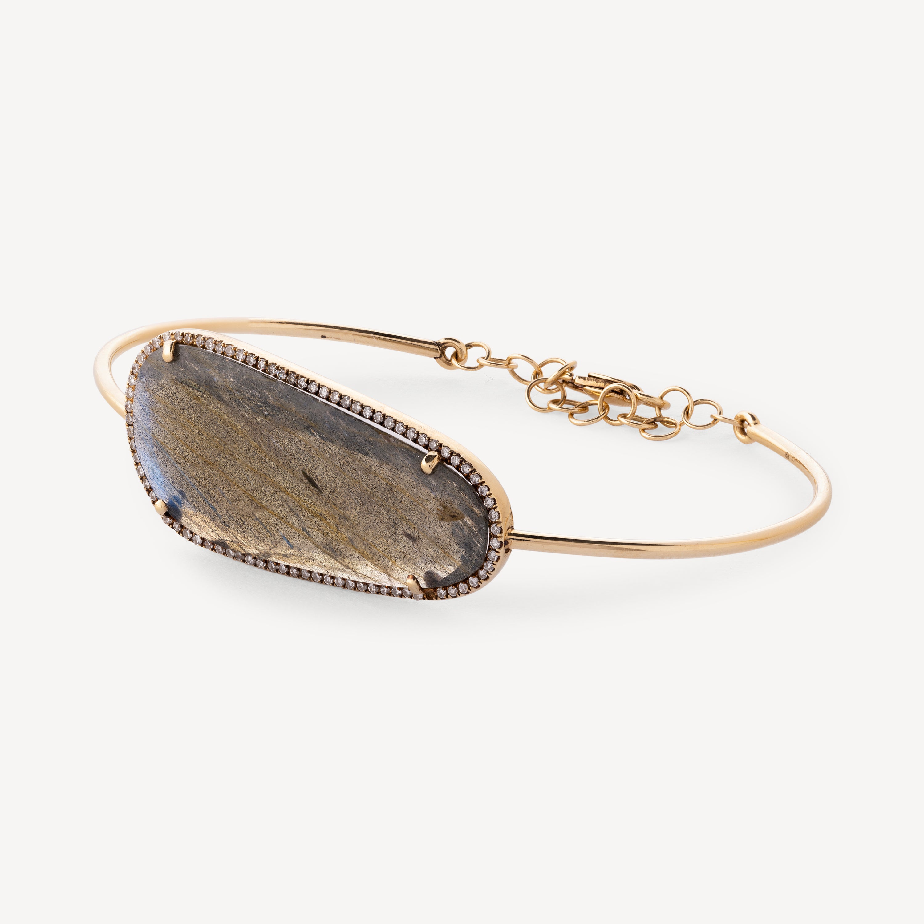 Yellow Gold Labradorite and Diamond Bracelet