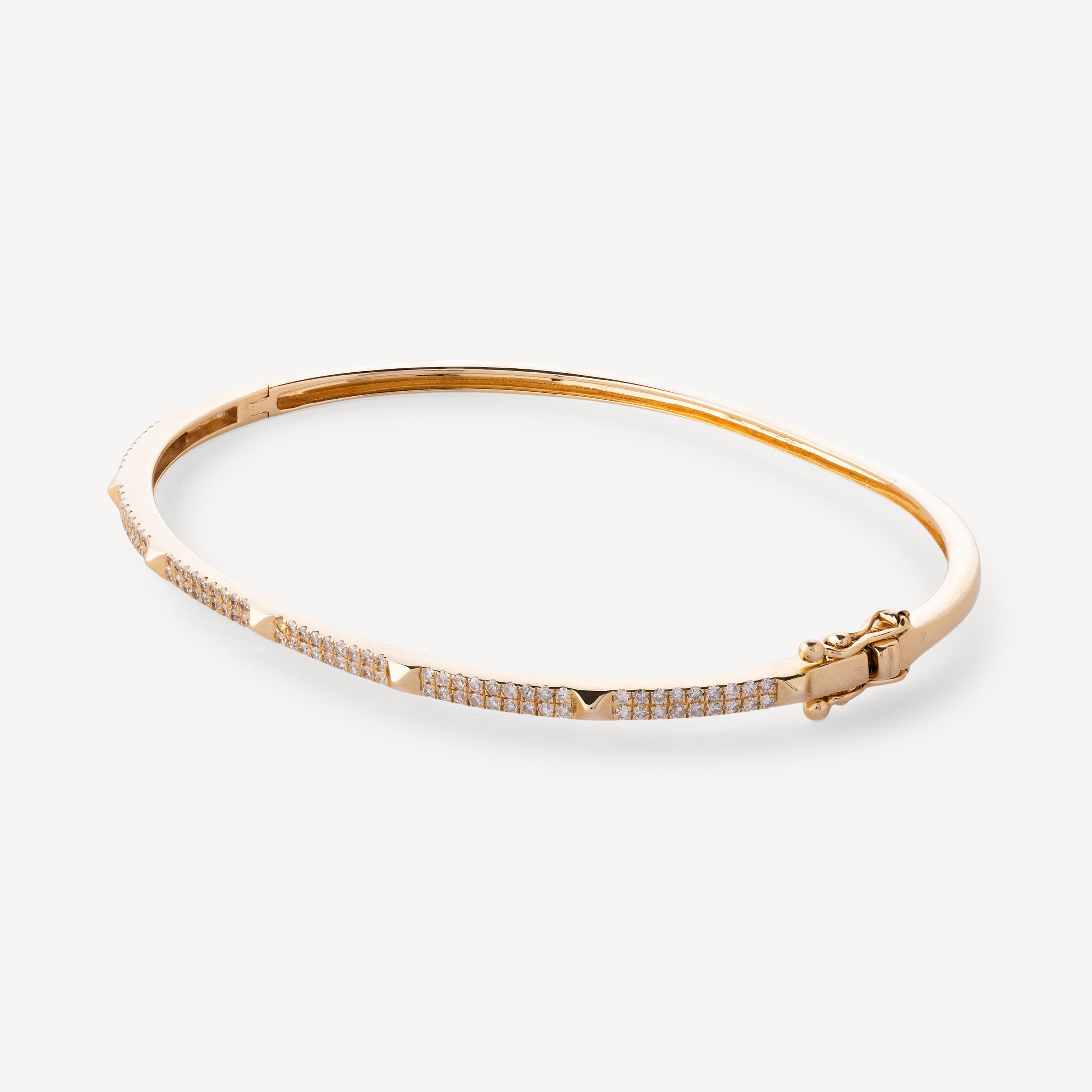 Rigid Yellow Gold and Diamond Bracelet