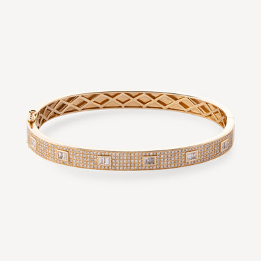 Rigid Yellow Gold and Diamond Bracelet