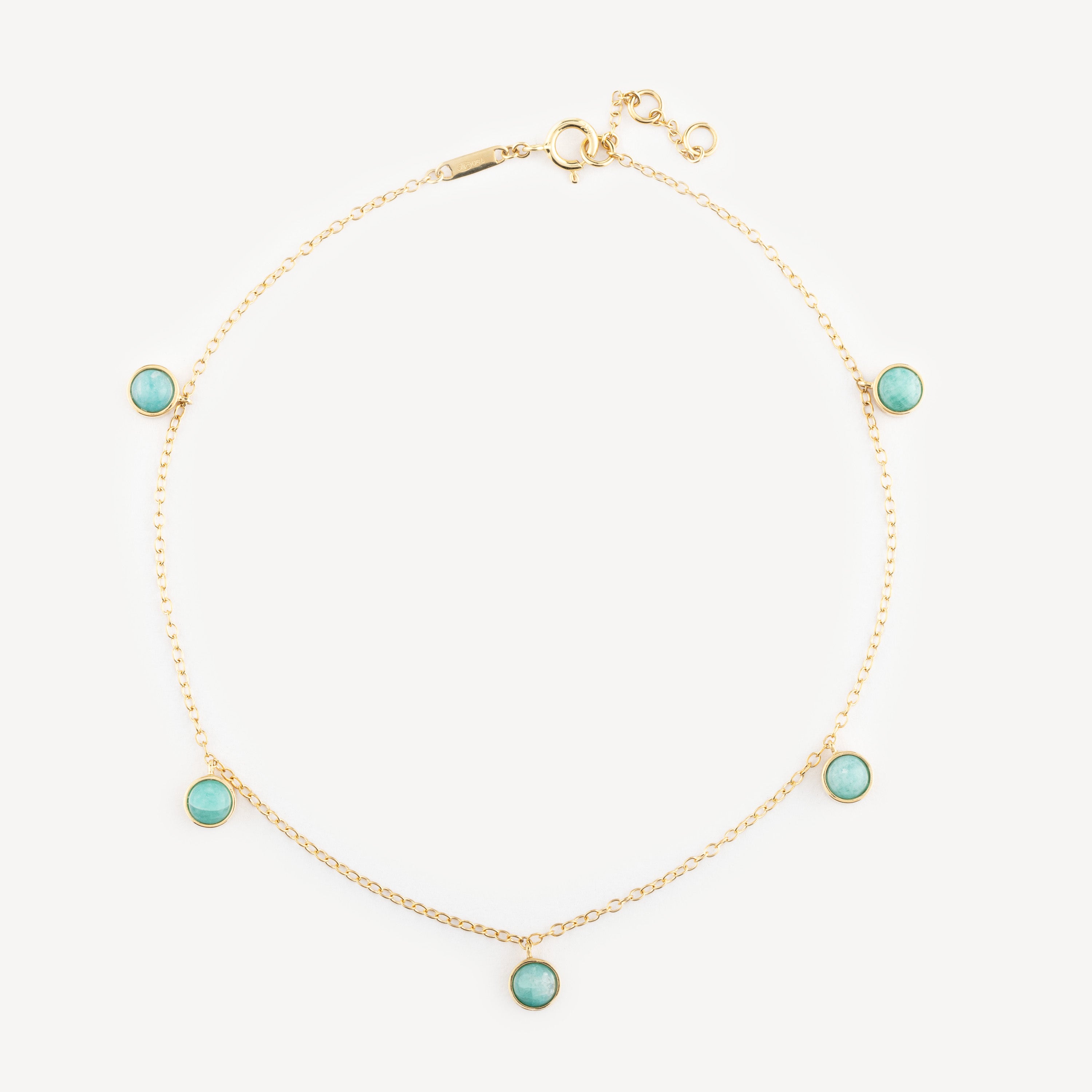 Anklet 5 Amazonite Cabochons