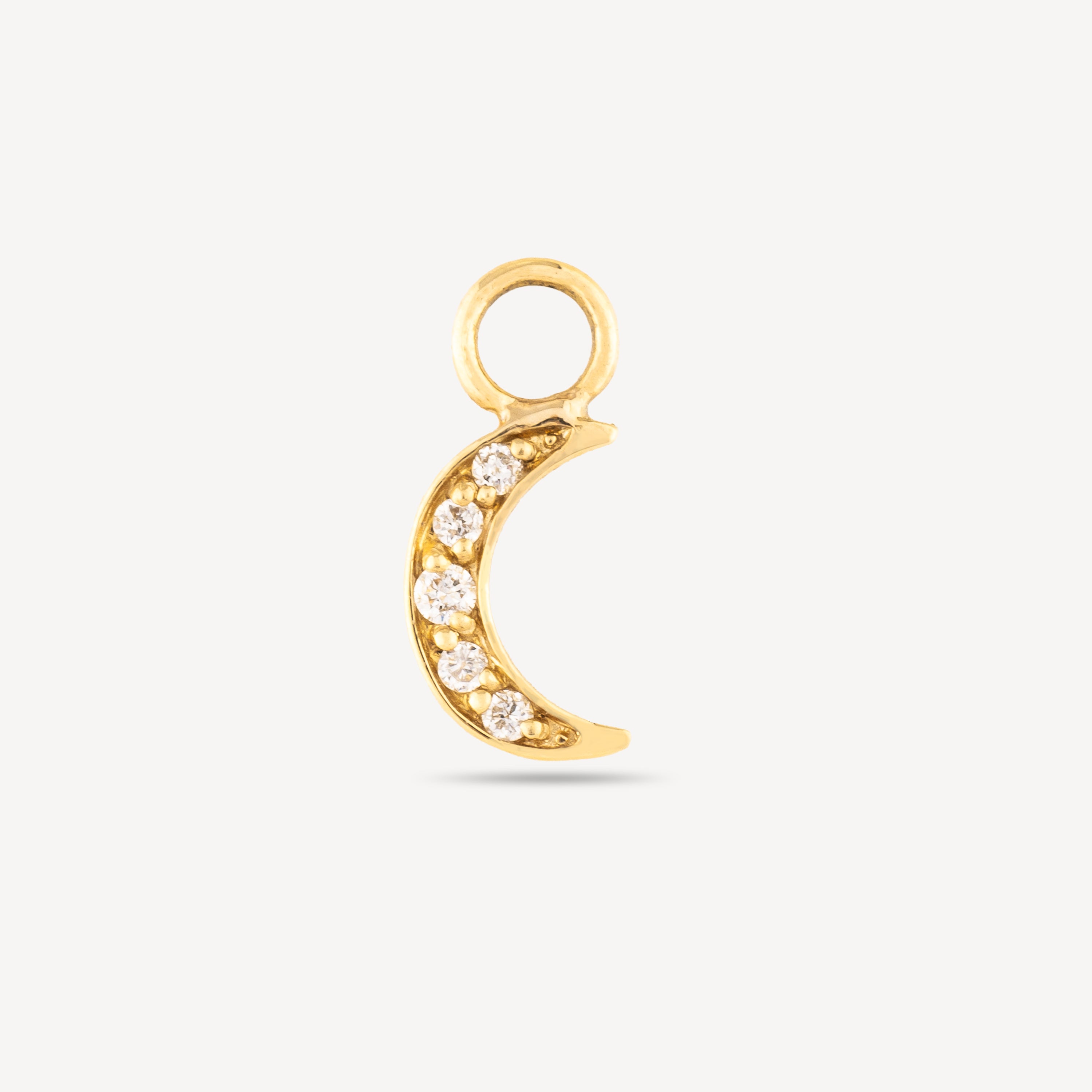 Yellow Gold Moon Diamond Charm