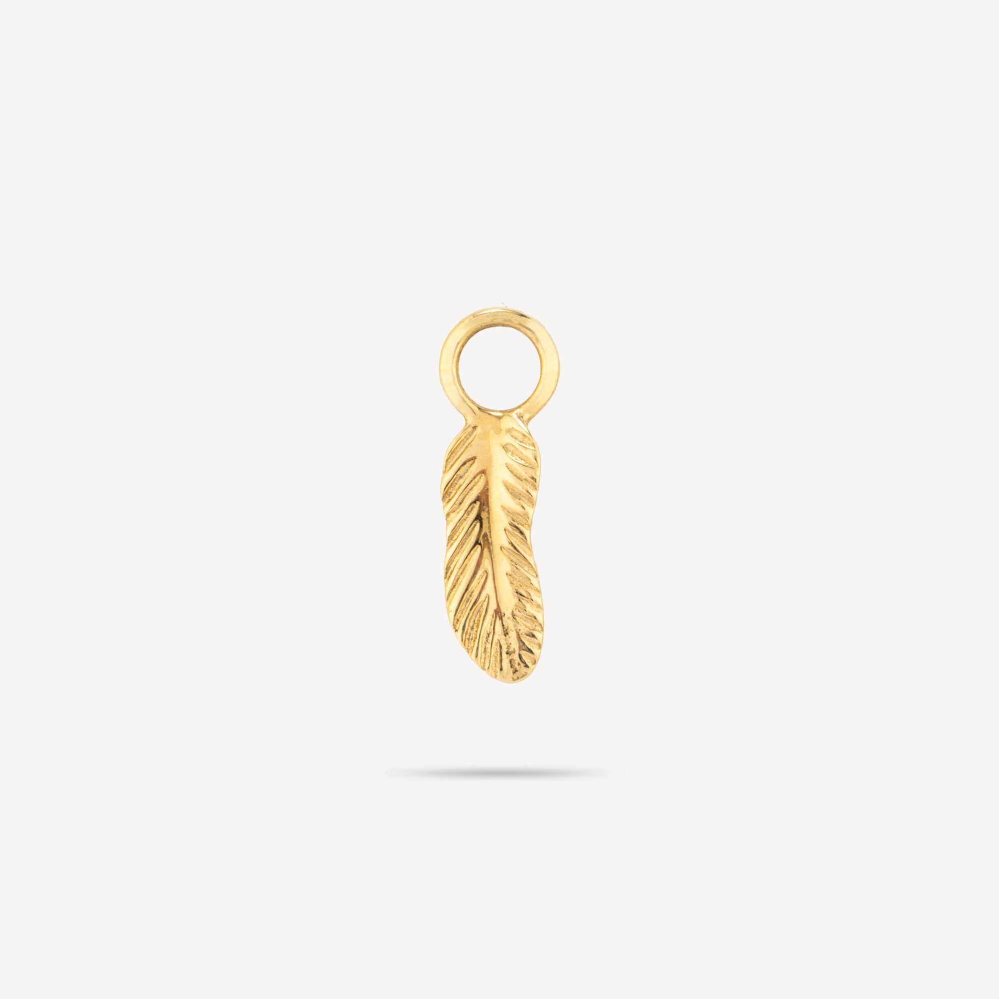 Yellow Gold Feather Earring Charm