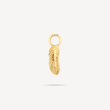 Yellow Gold Feather Earring Charm