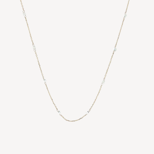 Necklace 9 diamonds 3mm Rose Gold