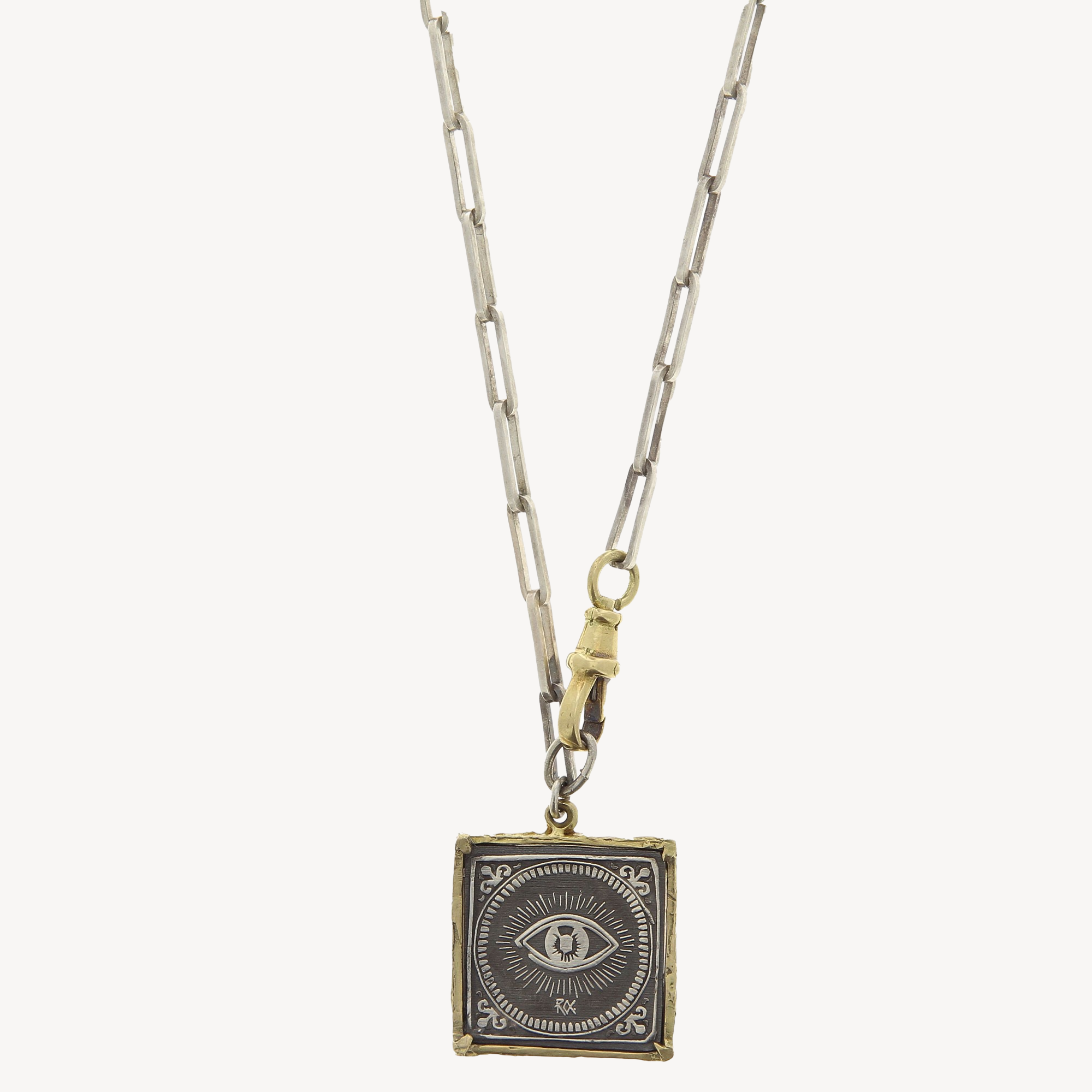 Gold and Silver Eye Amulet Necklace