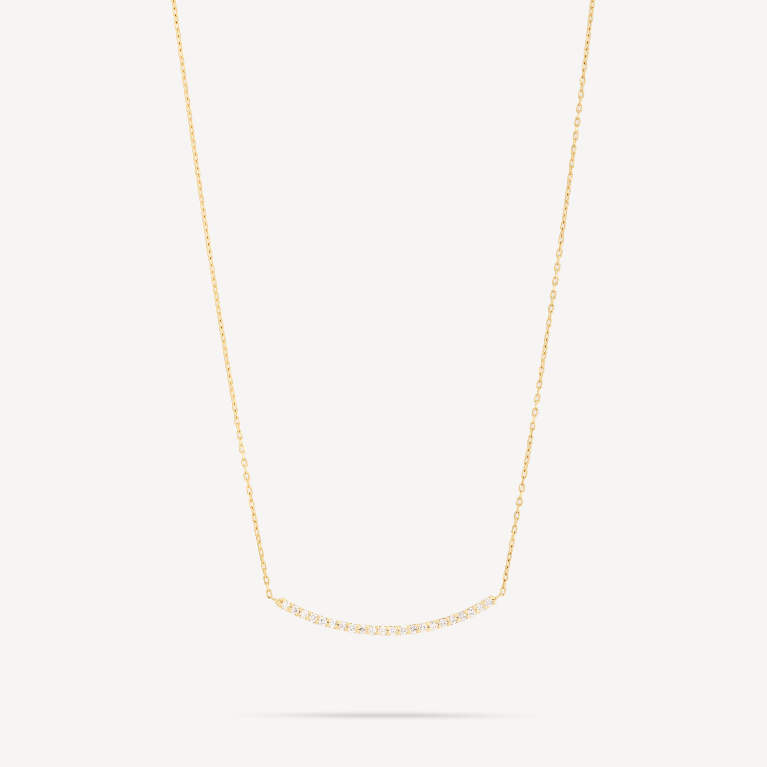 Curve Bar Yellow Gold Diamond Necklace