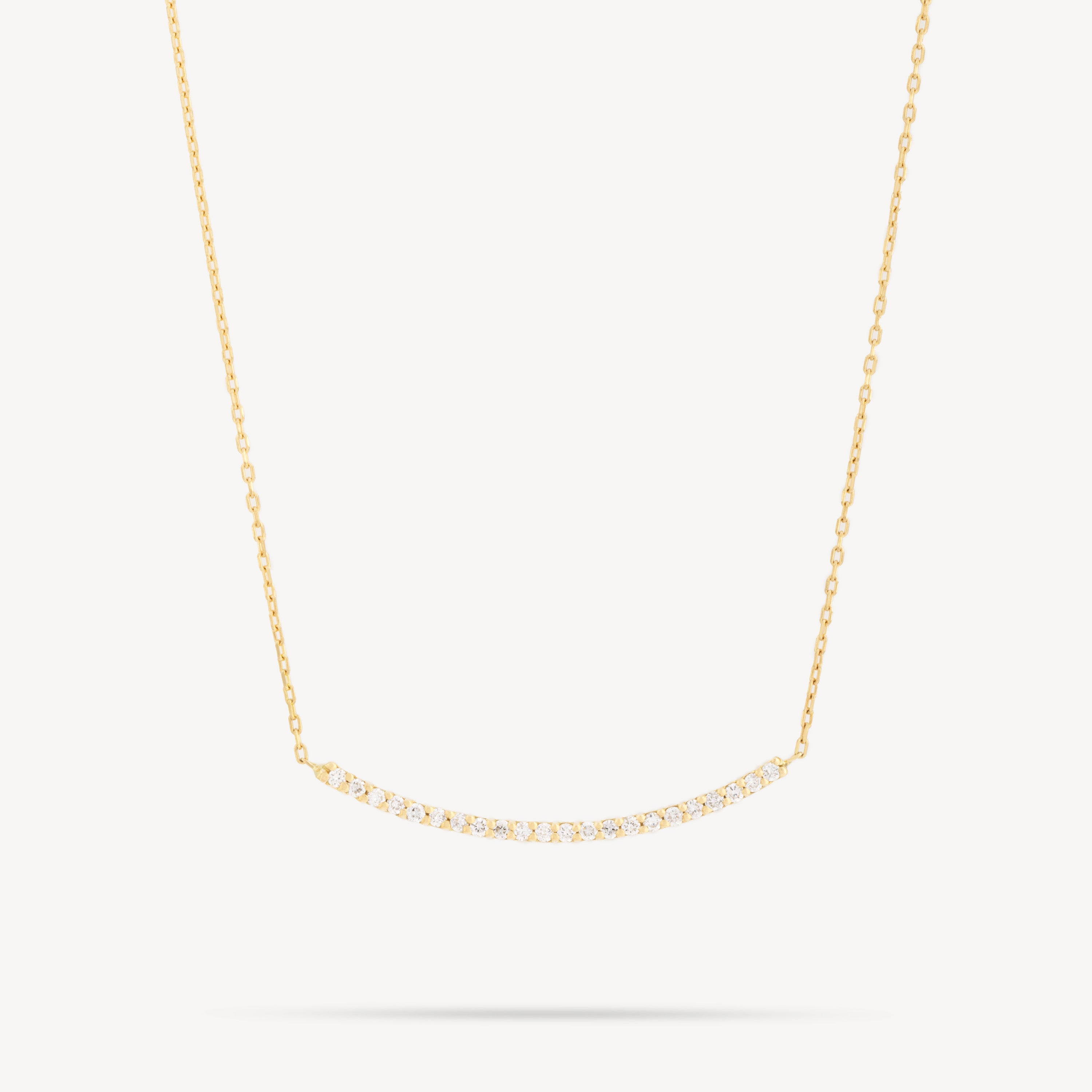 Curve Bar Yellow Gold Diamond Necklace