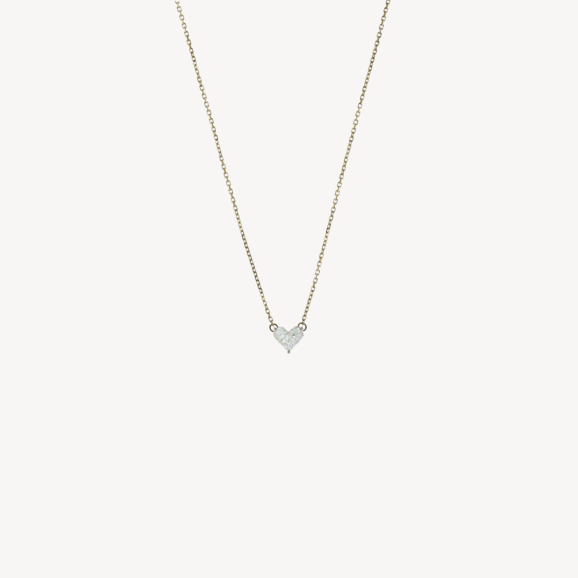 Yellow gold diamond heart necklace, small model