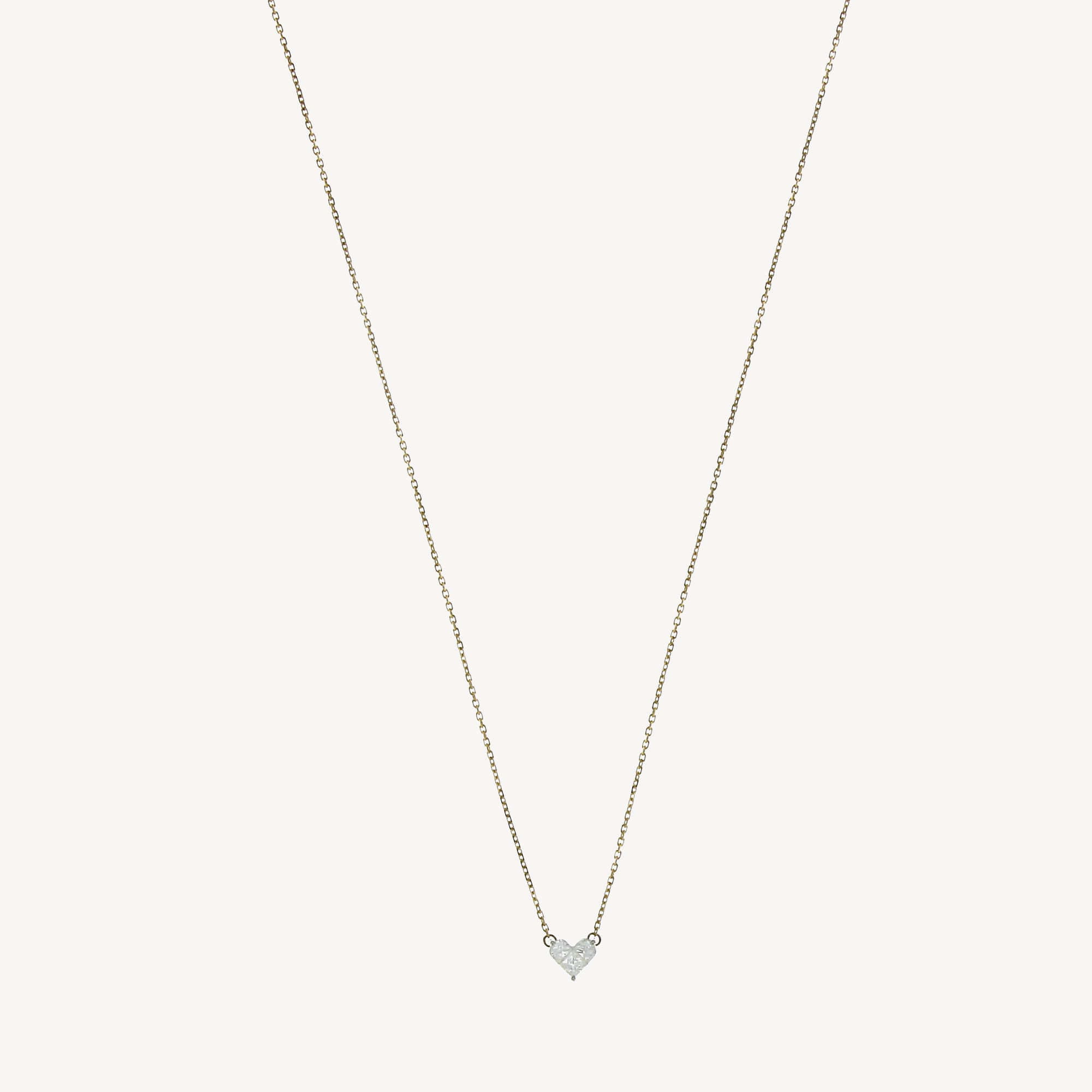 Yellow gold diamond heart necklace, small model