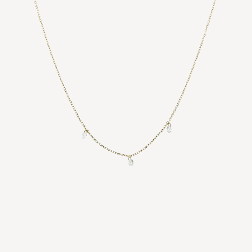 3mm yellow gold diamond necklace