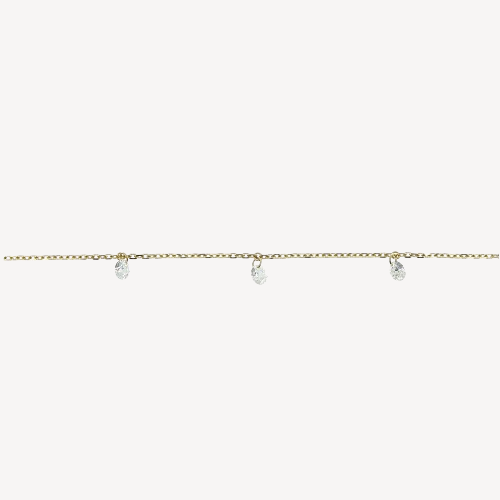 3mm yellow gold diamond necklace