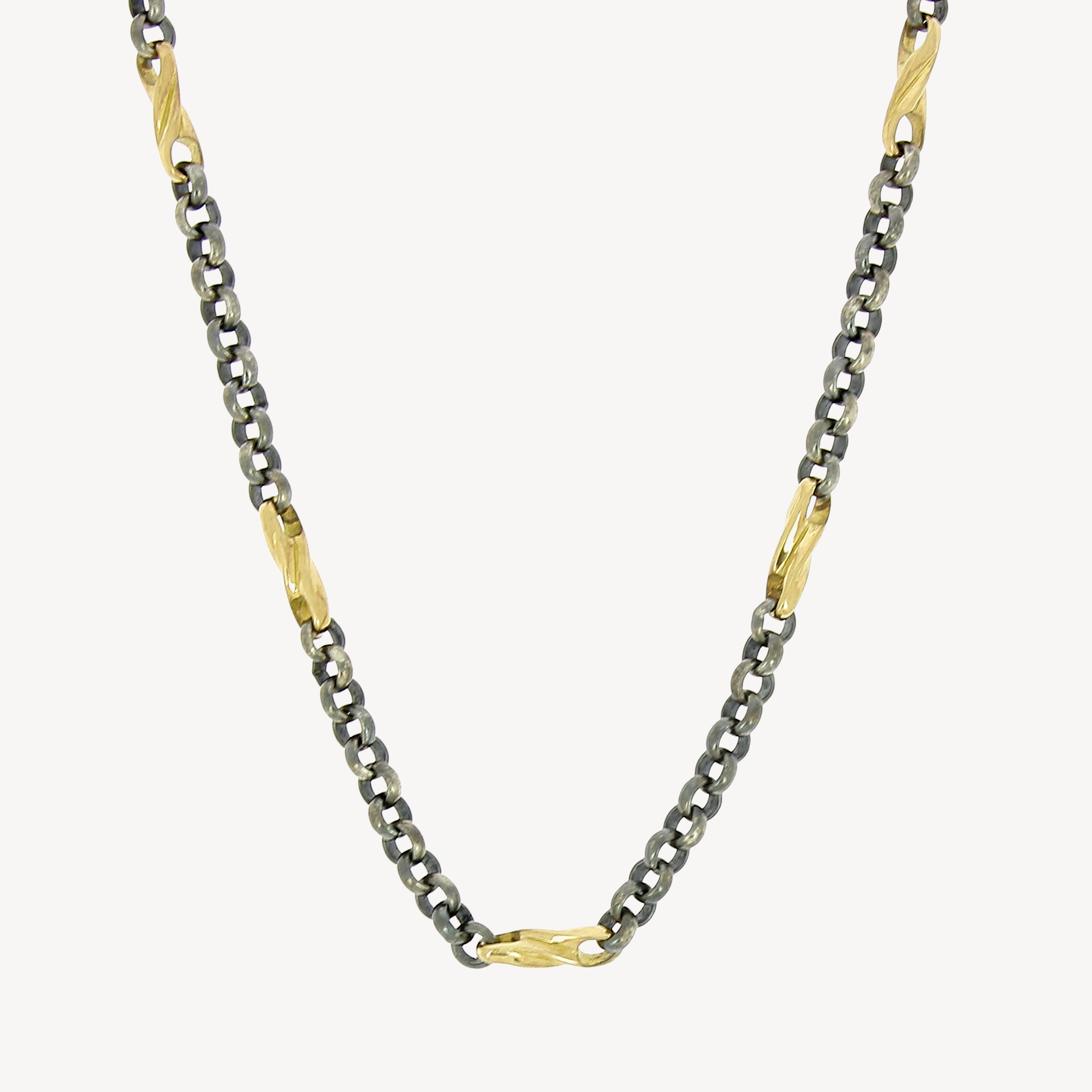 Silver and yellow gold jaseron necklace