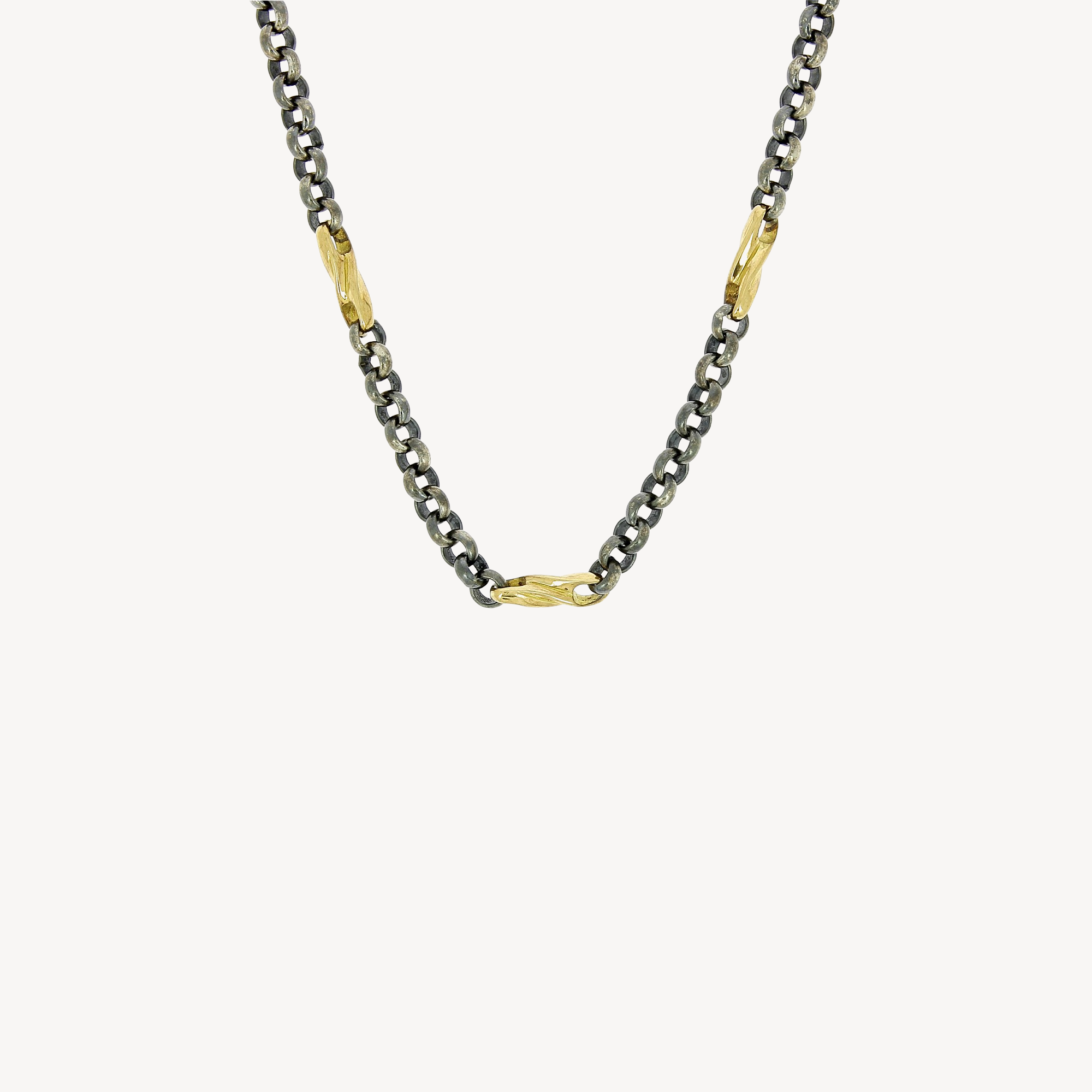 Silver and yellow gold jaseron necklace