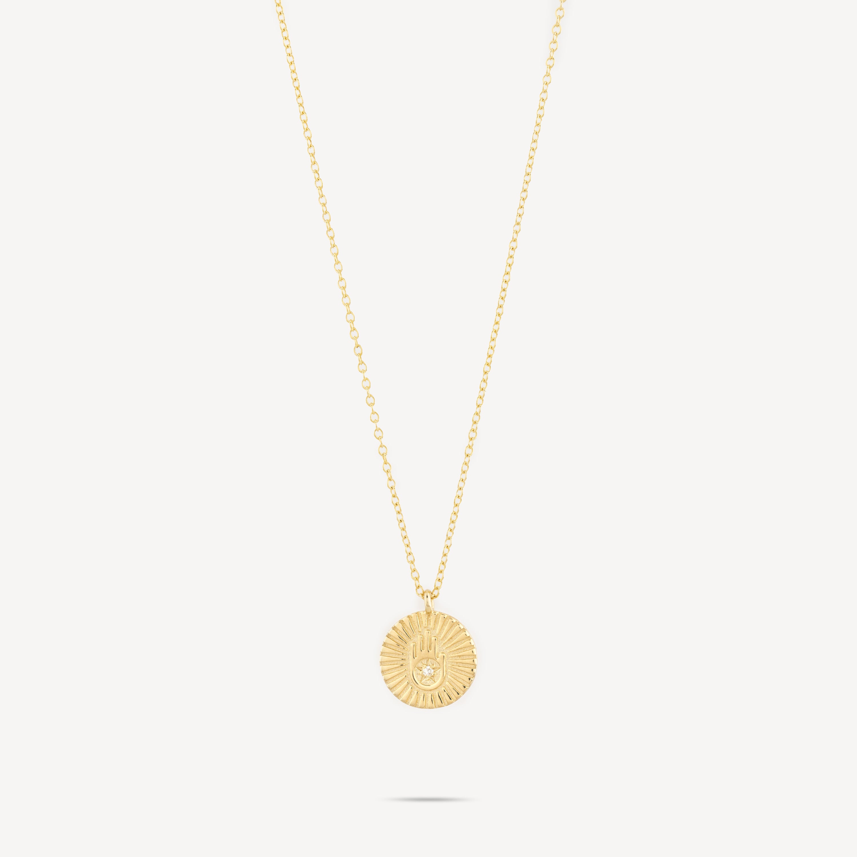 Medal necklace Hamsa Gold Diamonds