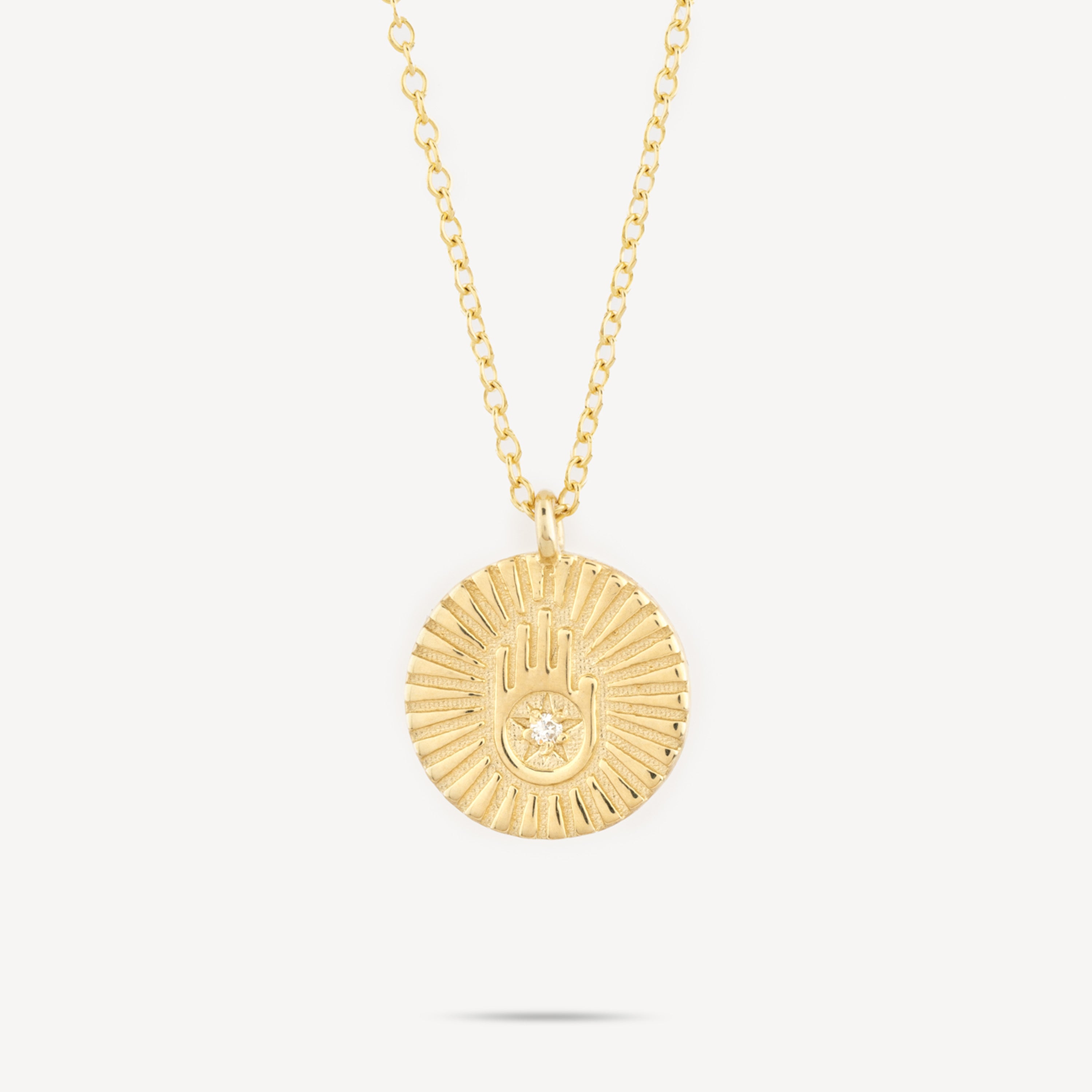 Medal necklace Hamsa Gold Diamonds