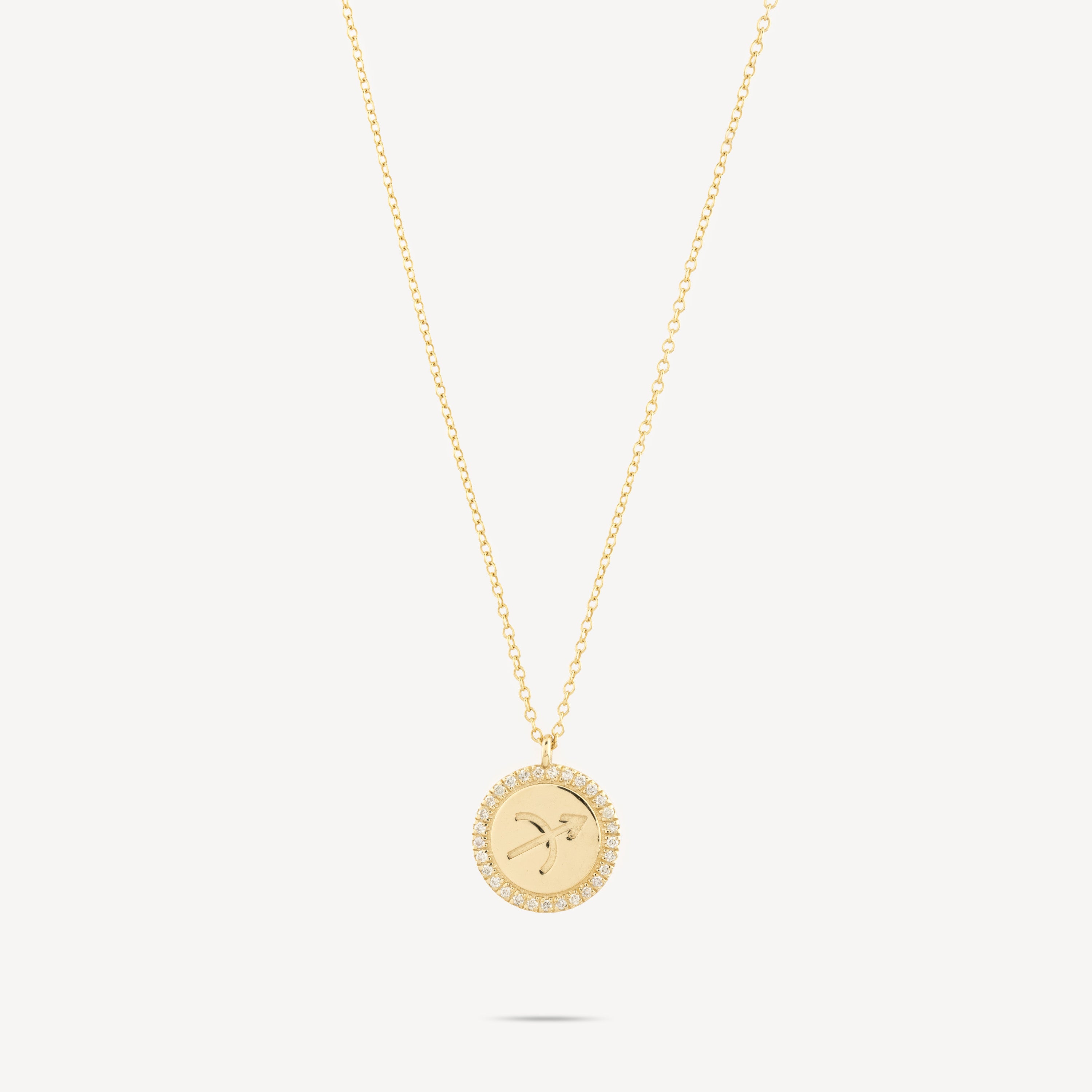 Zodiac medallion necklace sagittarius diamonds