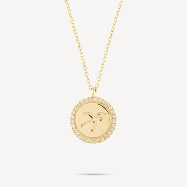 Zodiac medallion necklace sagittarius diamonds