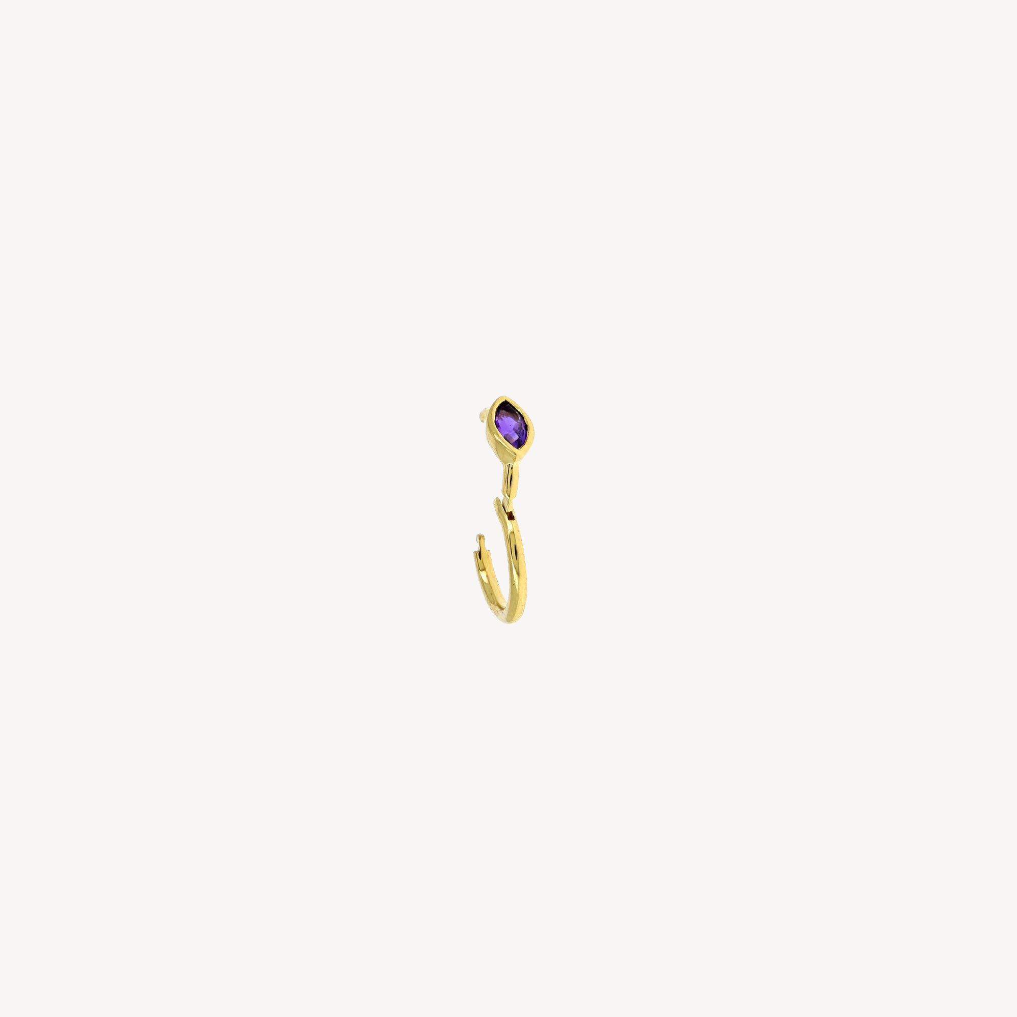 Piercing Hoop 6.5mm Amethyst Marquise 3x2mm Yellow Gold