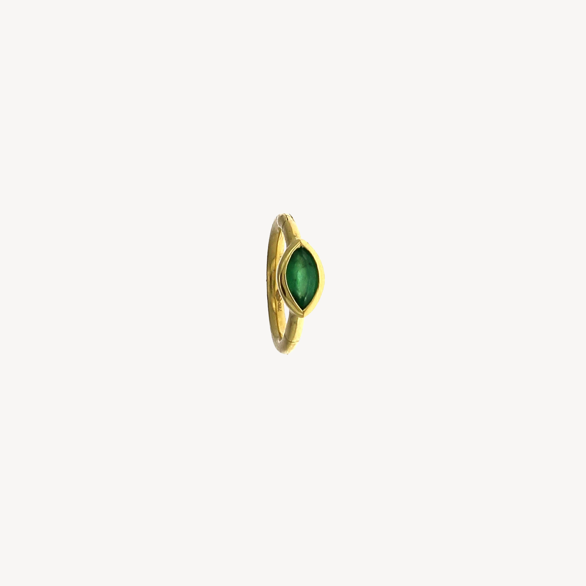 Piercing Hoop 6.5mm Emerald Marquise 3x2mm Yellow Gold