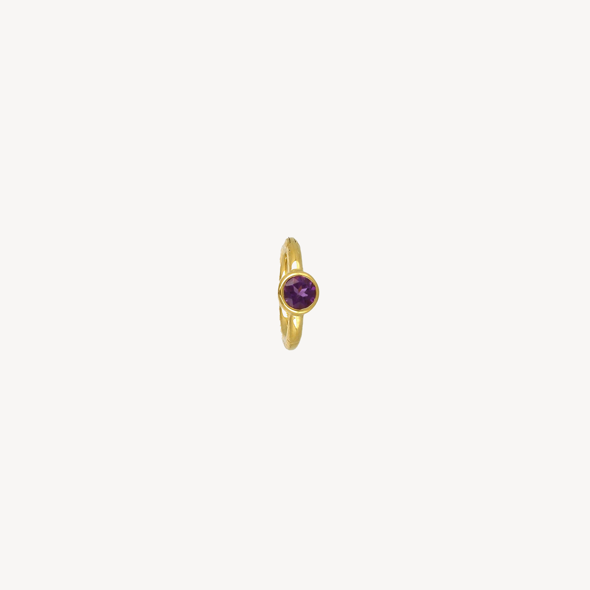 Piercing Hoop 6.5mm Yellow Gold Amethyst 2.5mm