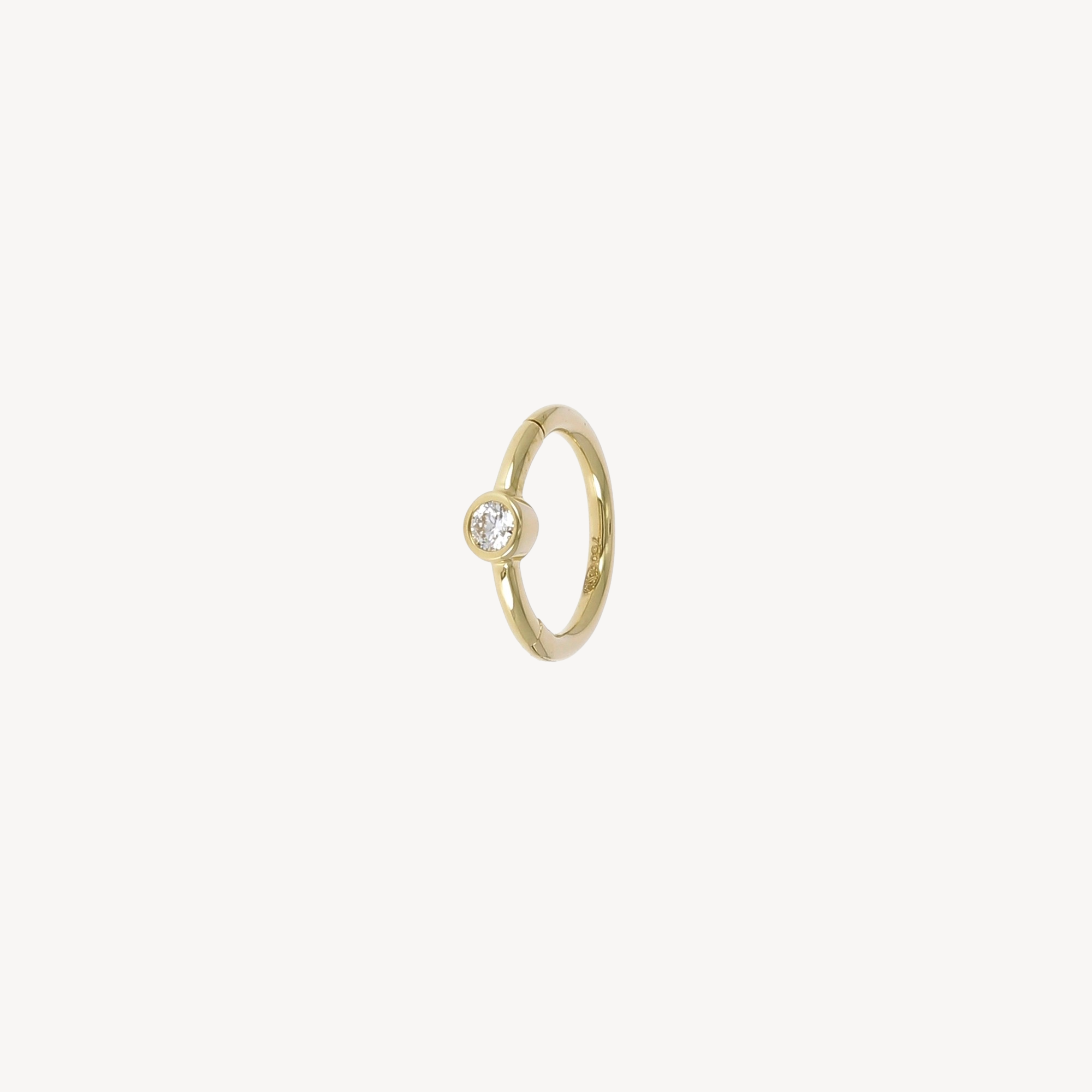 Piercing Hoop 6.5mm yellow gold diamond 2mm