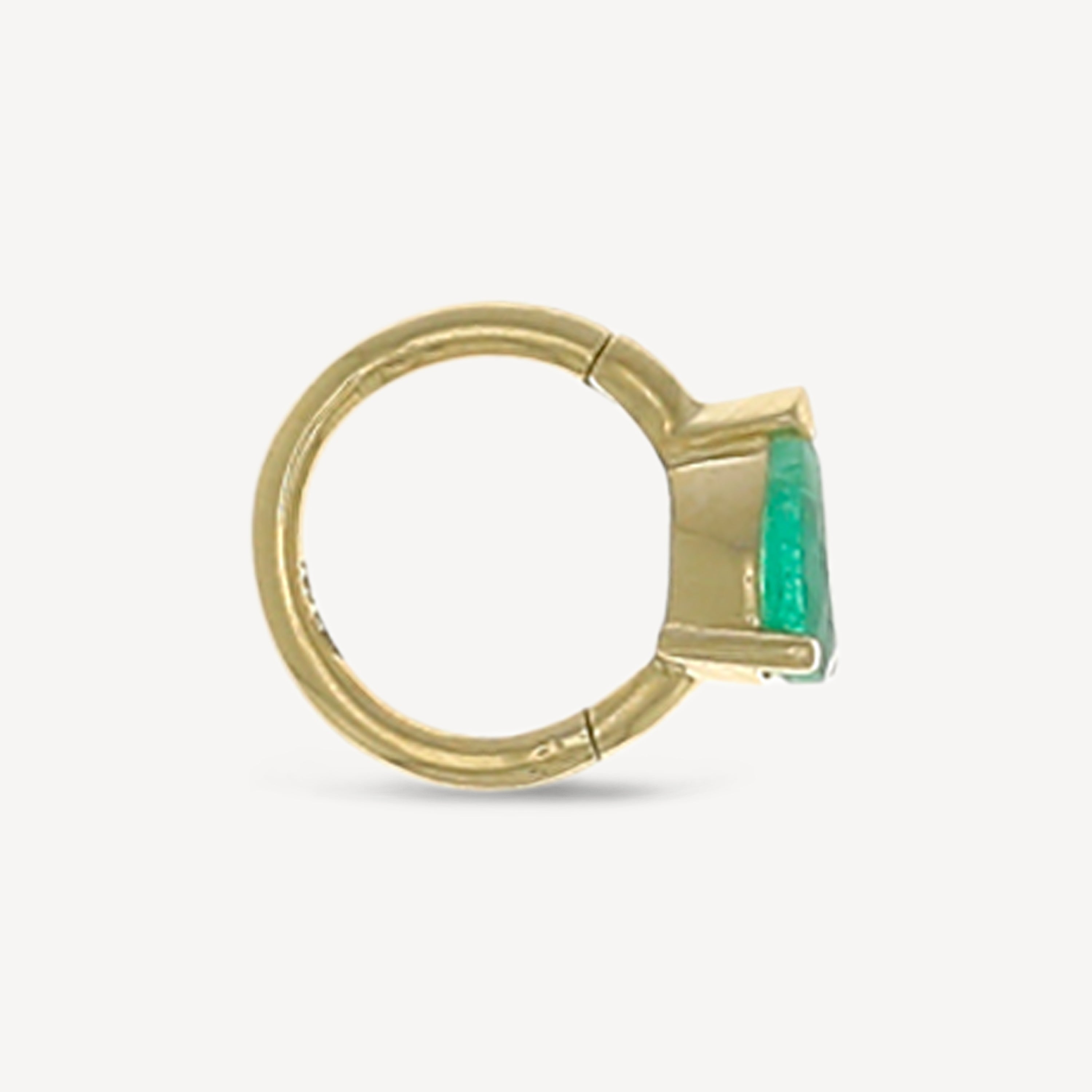 Piercing Hoop 6.5mm Yellow Gold Pear Emerald 4.5x3mm