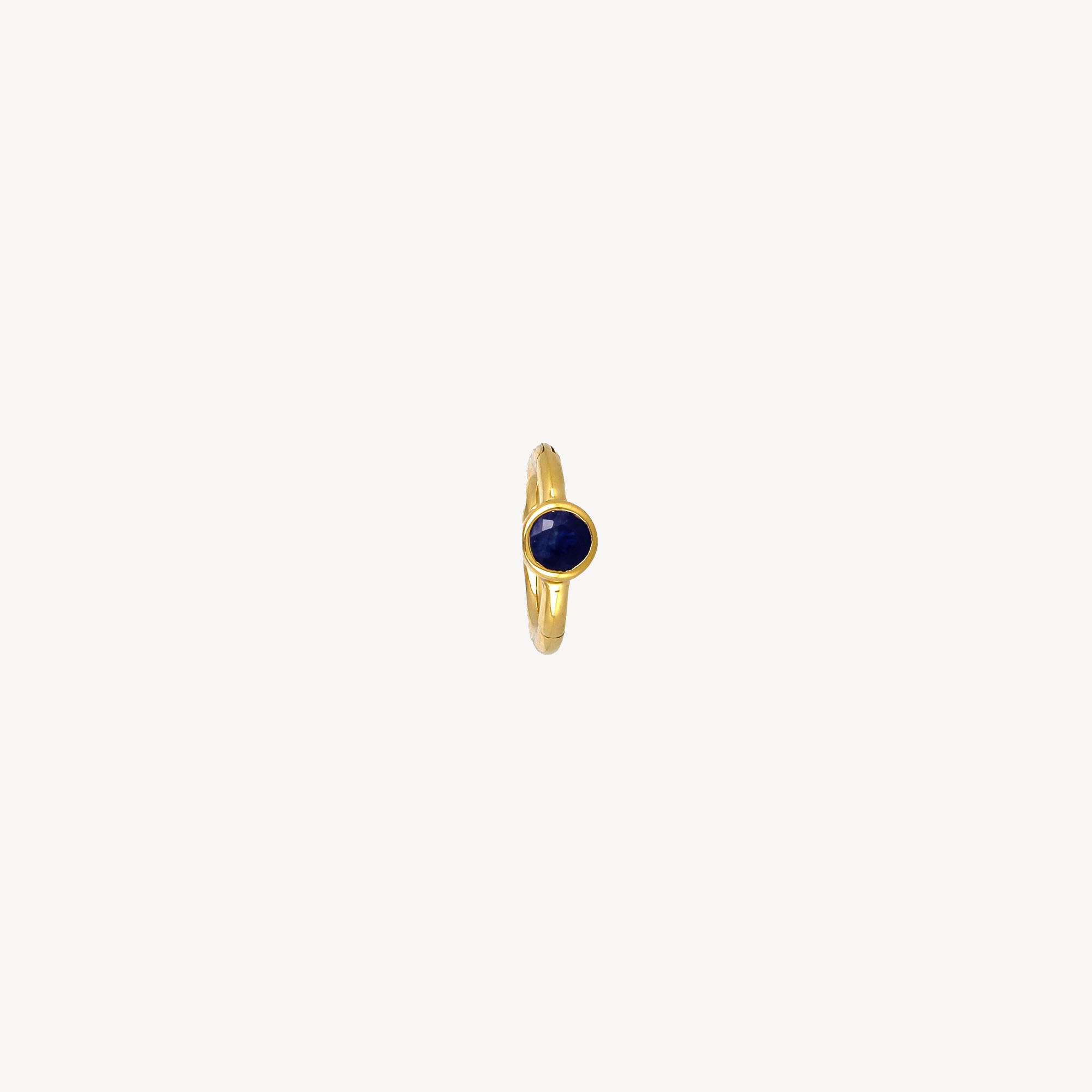 Piercing Hoop 6.5mm Yellow Gold Blue Sapphire 2.5mm