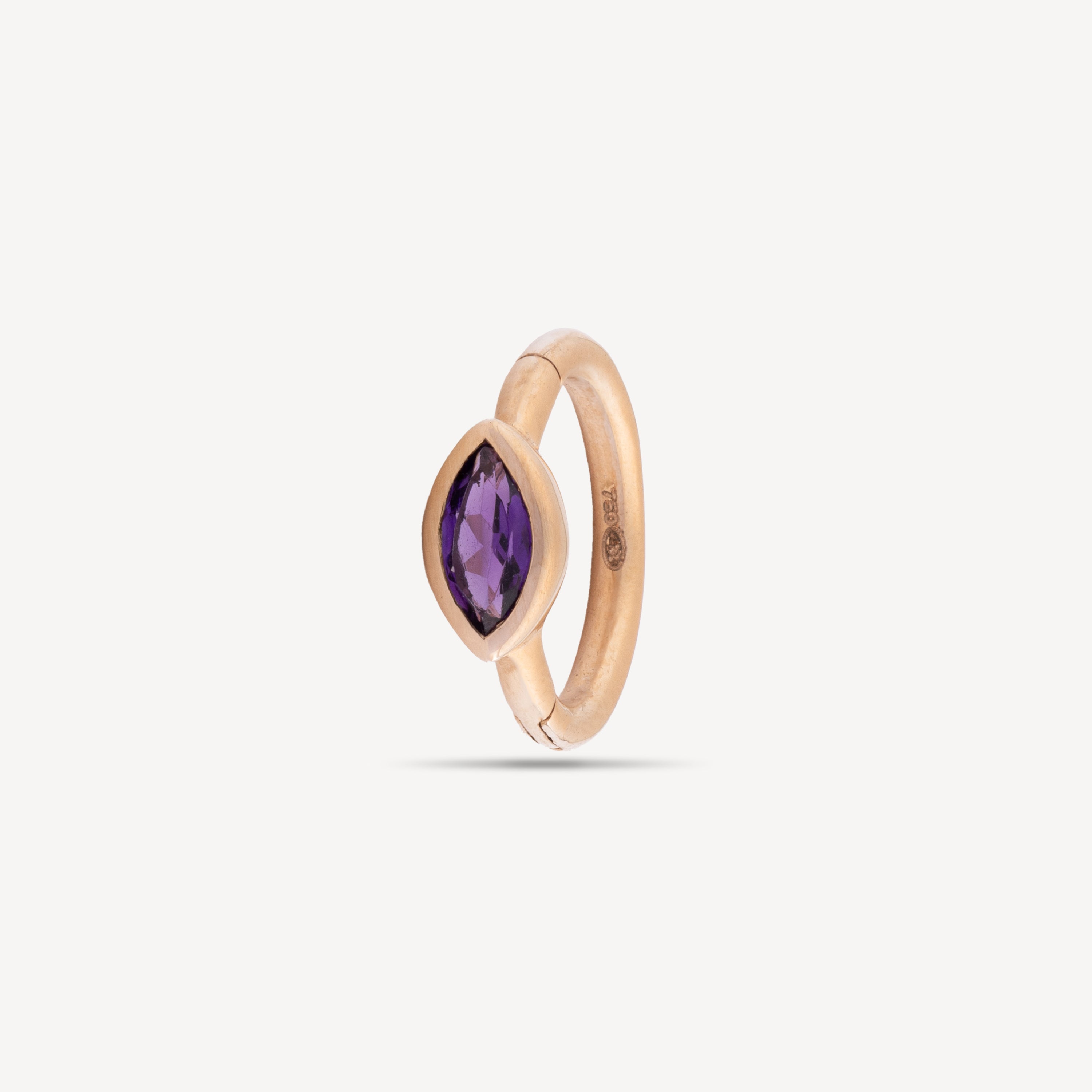 Piercing Hoop 6.5mm Rose Gold amethyste marquise 3x2mm