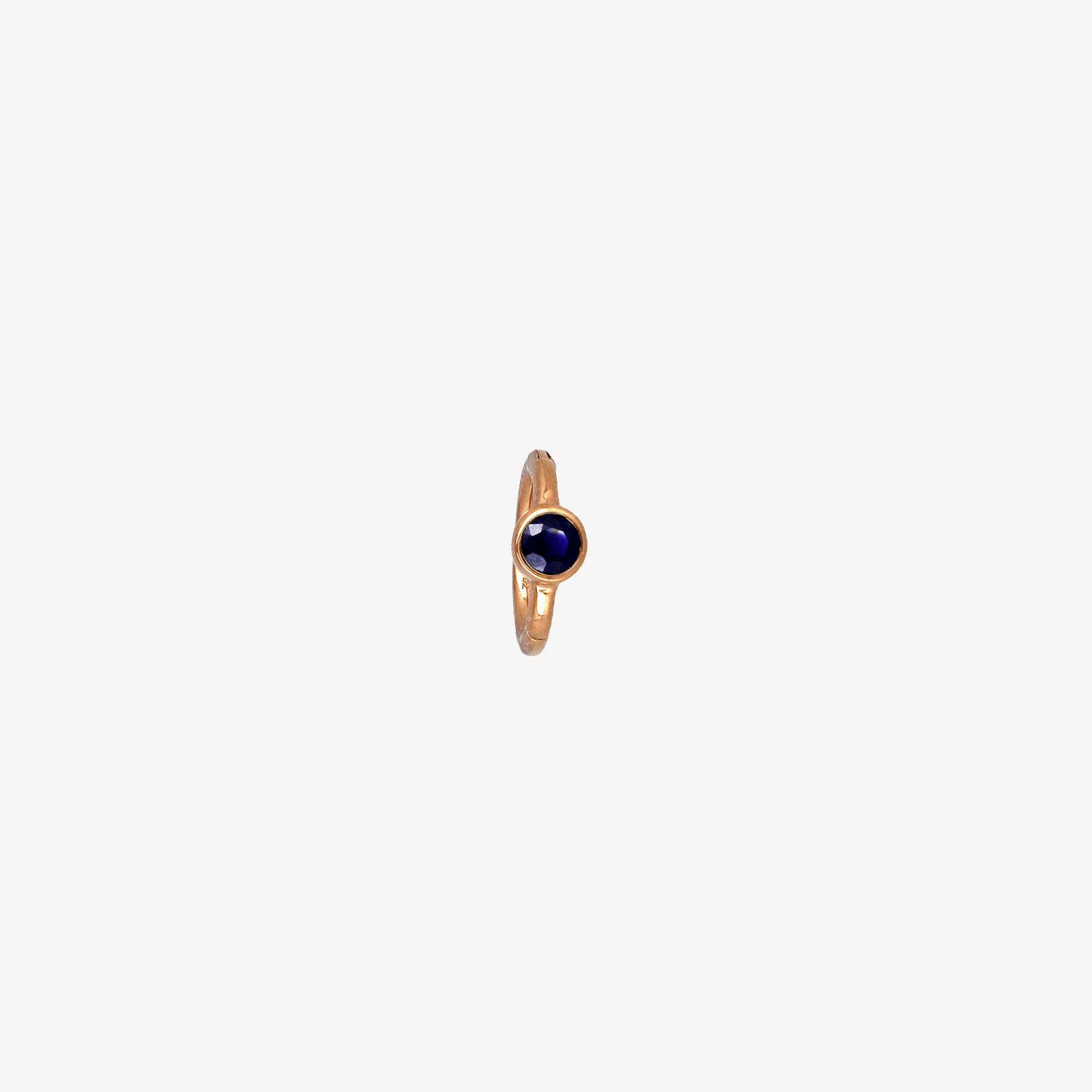 Piercing Hoop 6.5mm Rose Gold Blue Sapphire 2.5mm