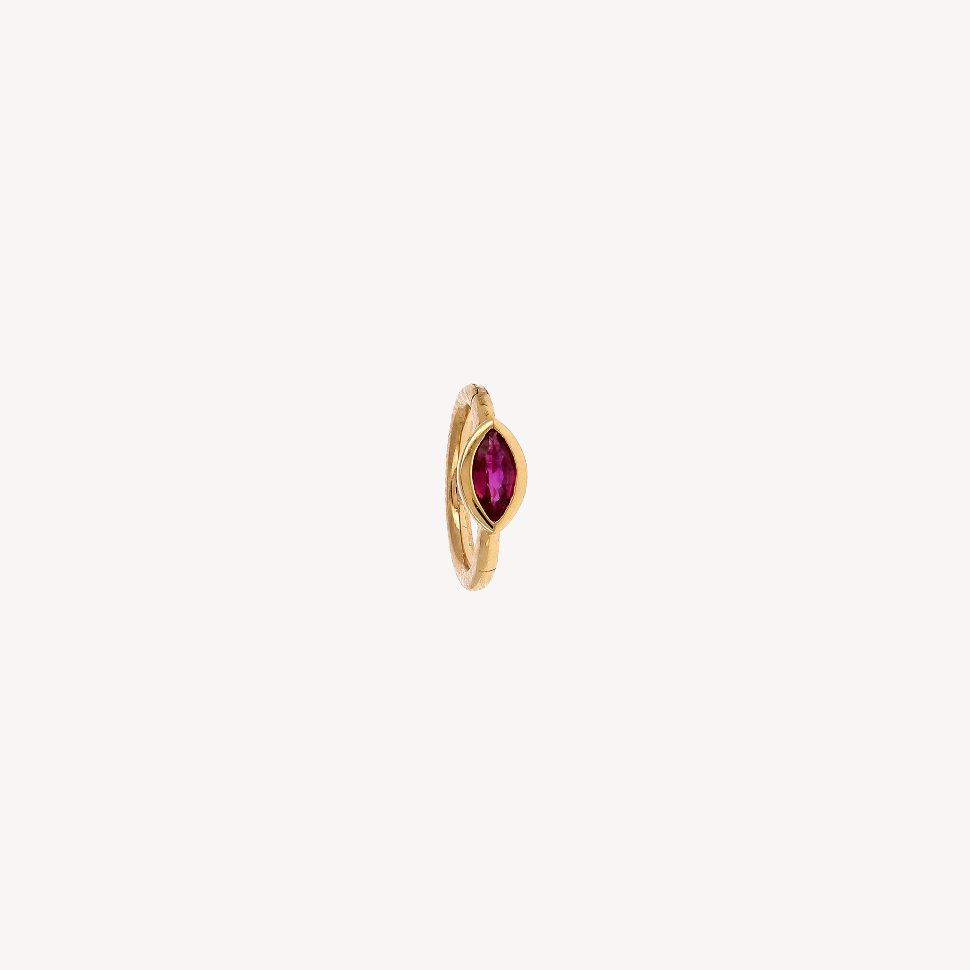 Piercing Hoop 6.5mm Ruby Marquise 3x2mm Rose Gold