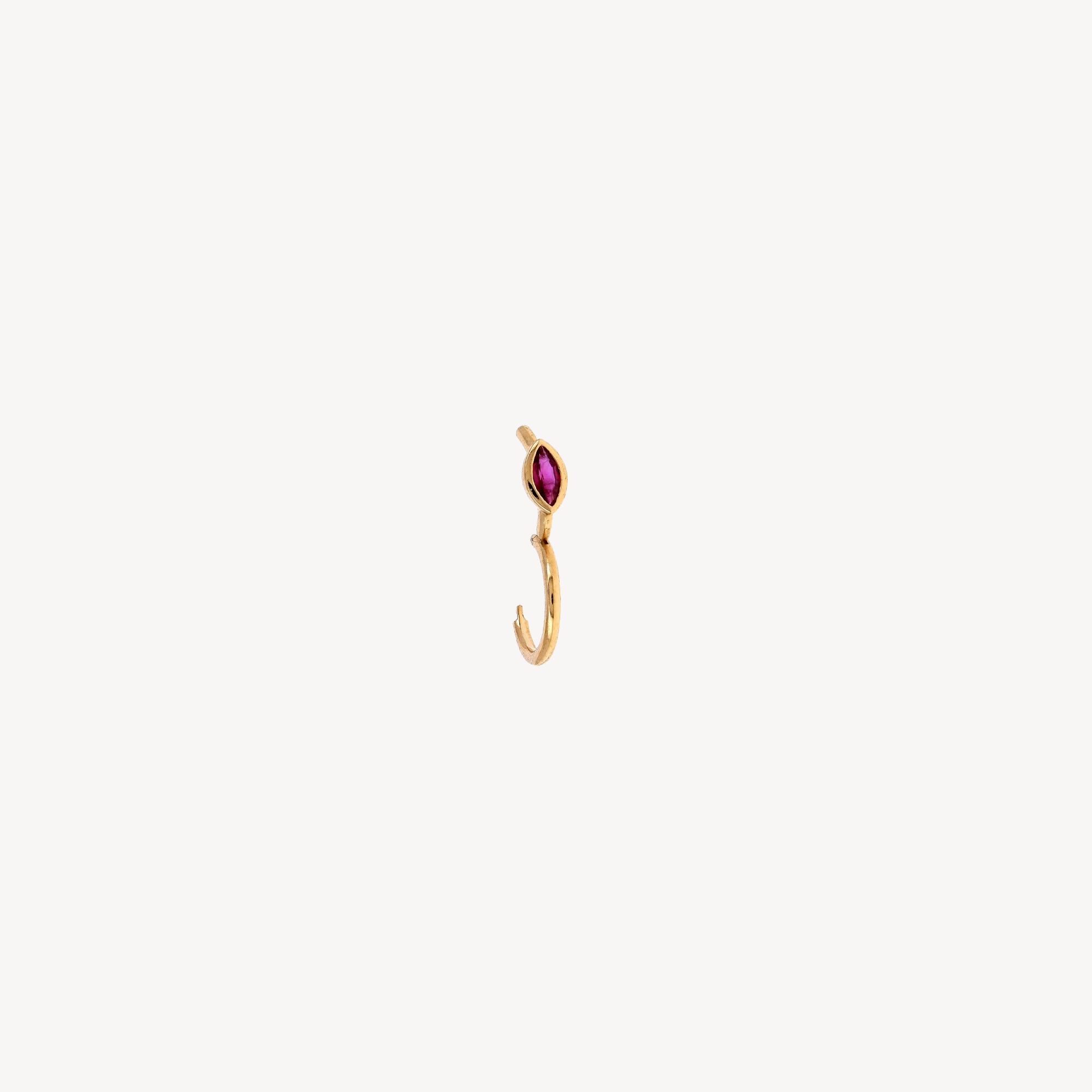 Piercing Hoop 6.5mm Ruby Marquise 3x2mm Rose Gold