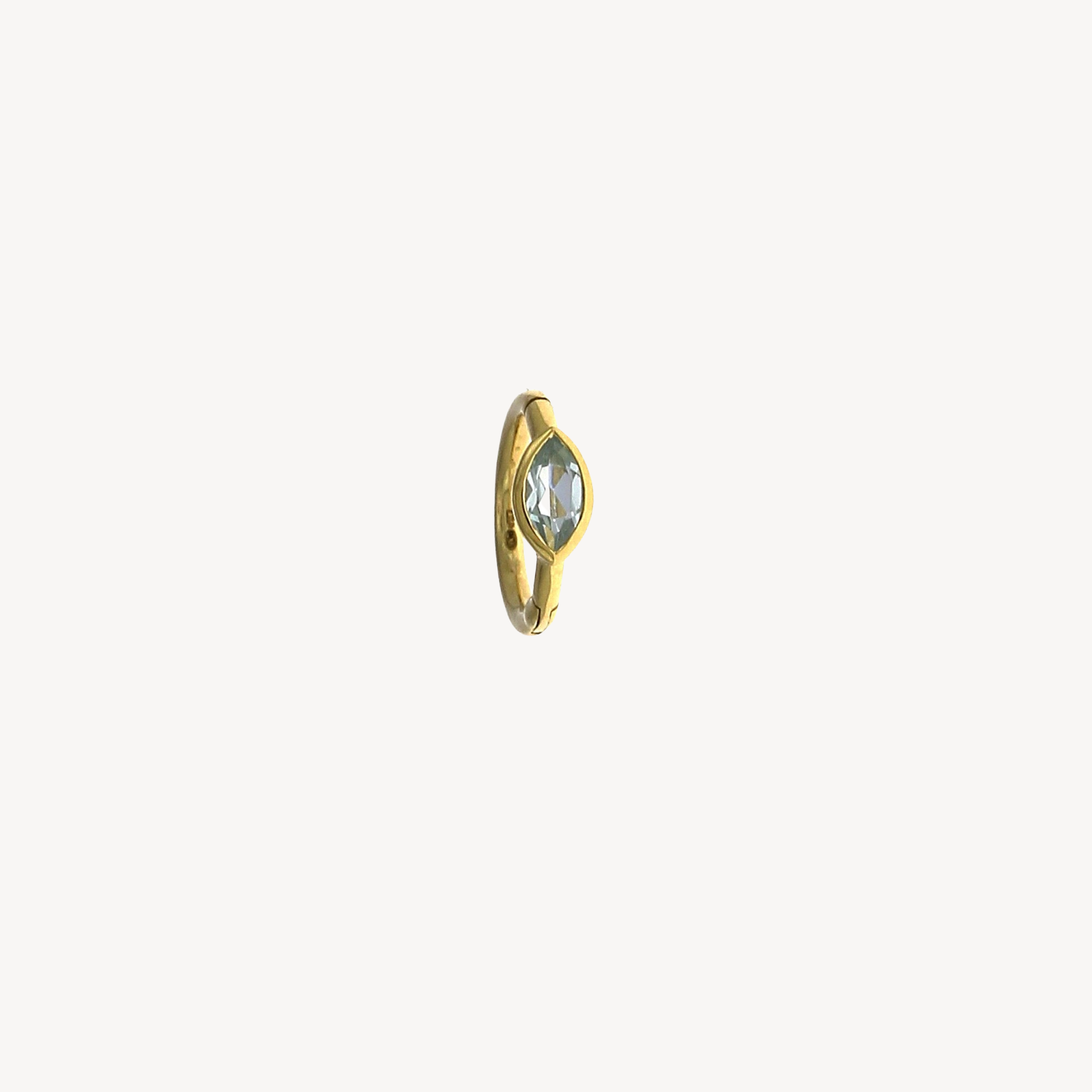 Piercing Hoop 6.5mm Blue Topaz Marquise 3x2mm Yellow Gold