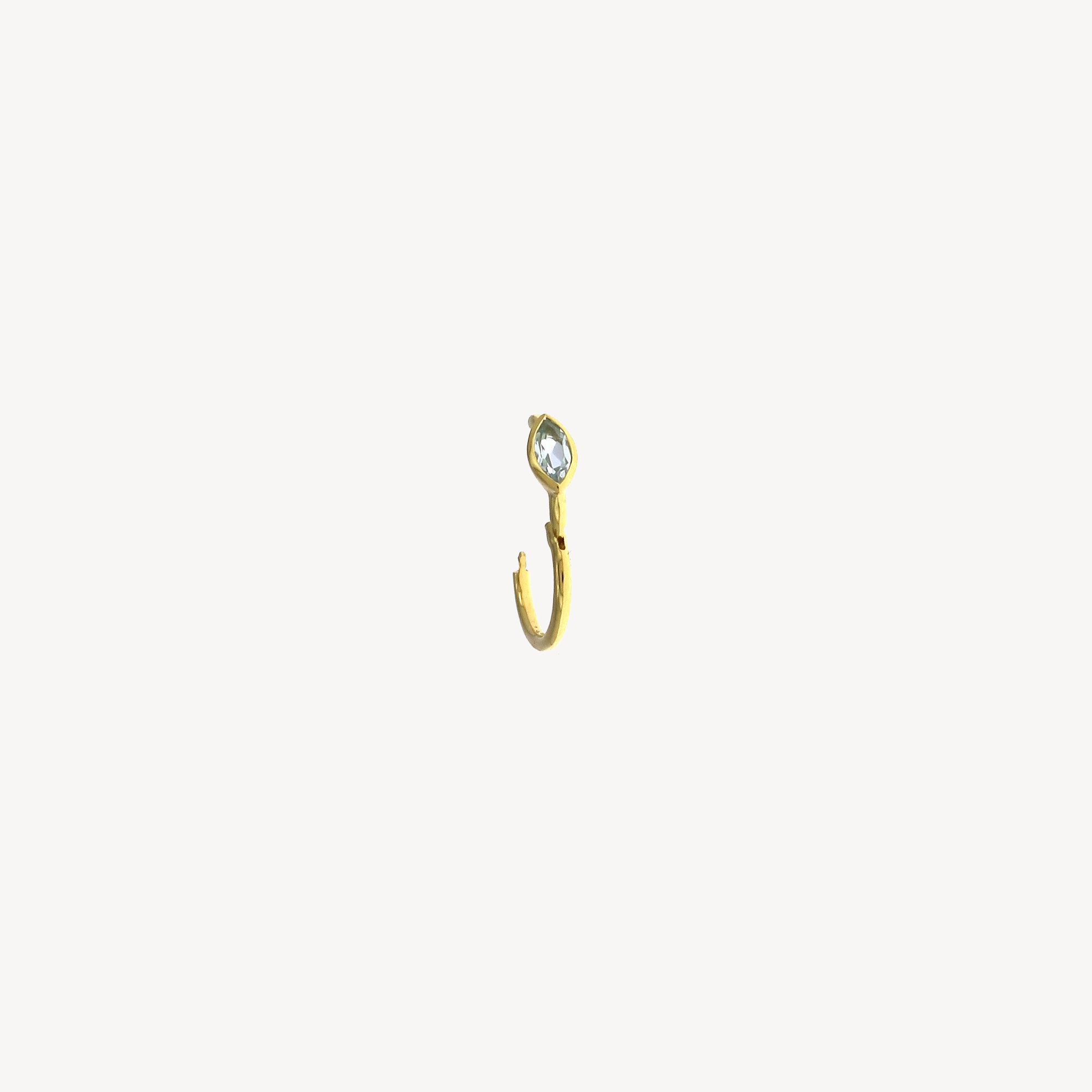 Piercing Hoop 6.5mm Blue Topaz Marquise 3x2mm Yellow Gold